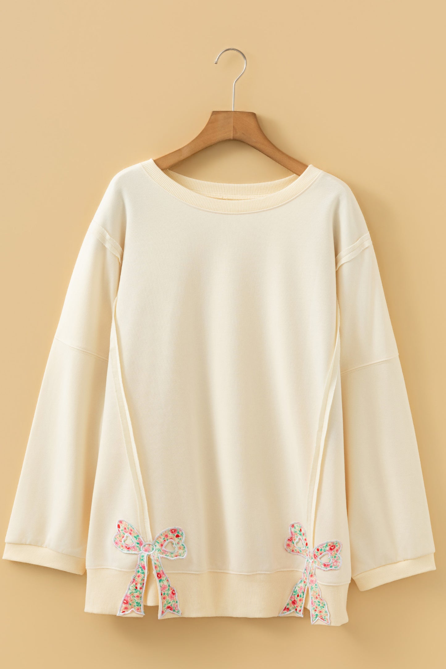Bow Plus Size Patched Pullover