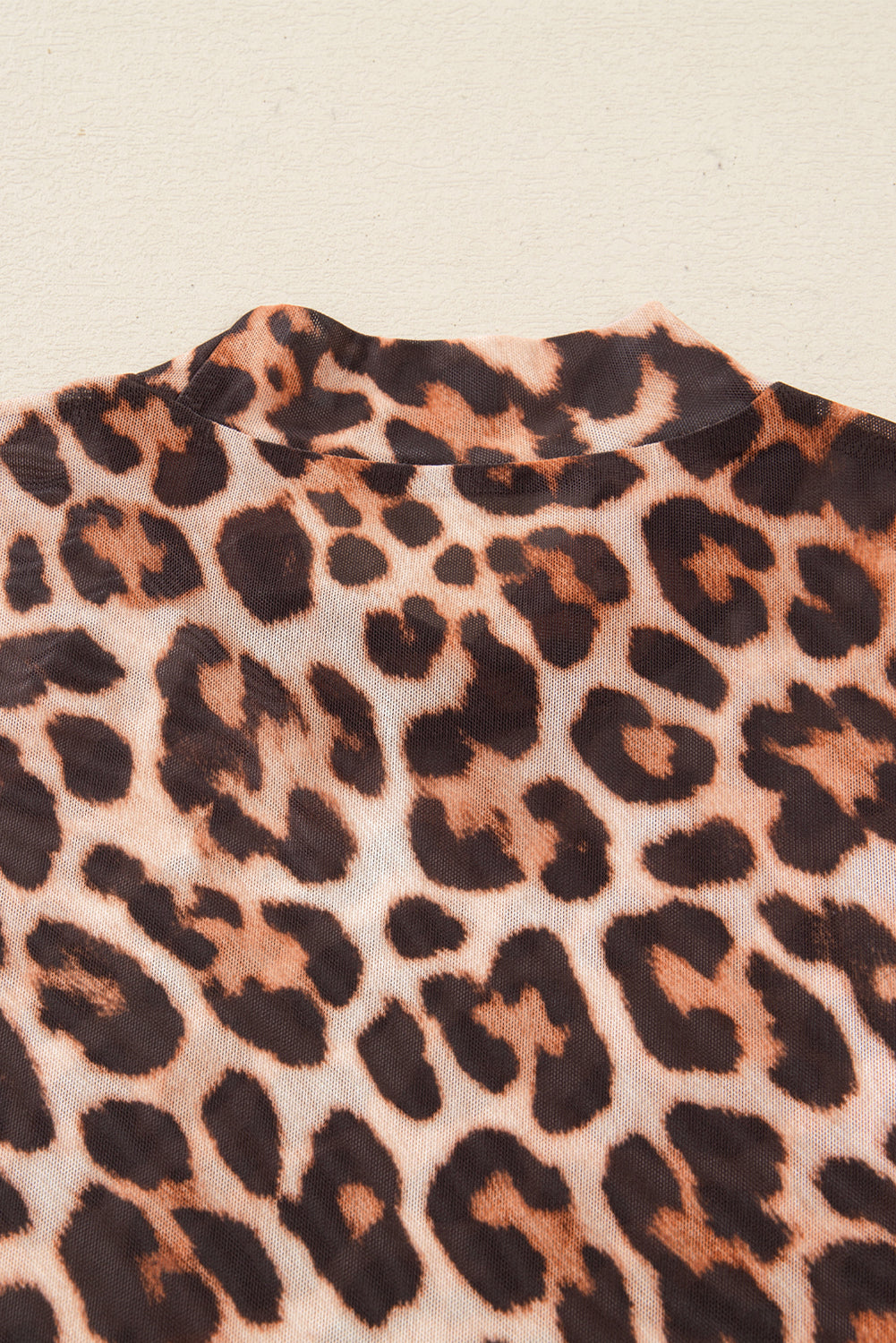 Brown Leopard Mesh Top