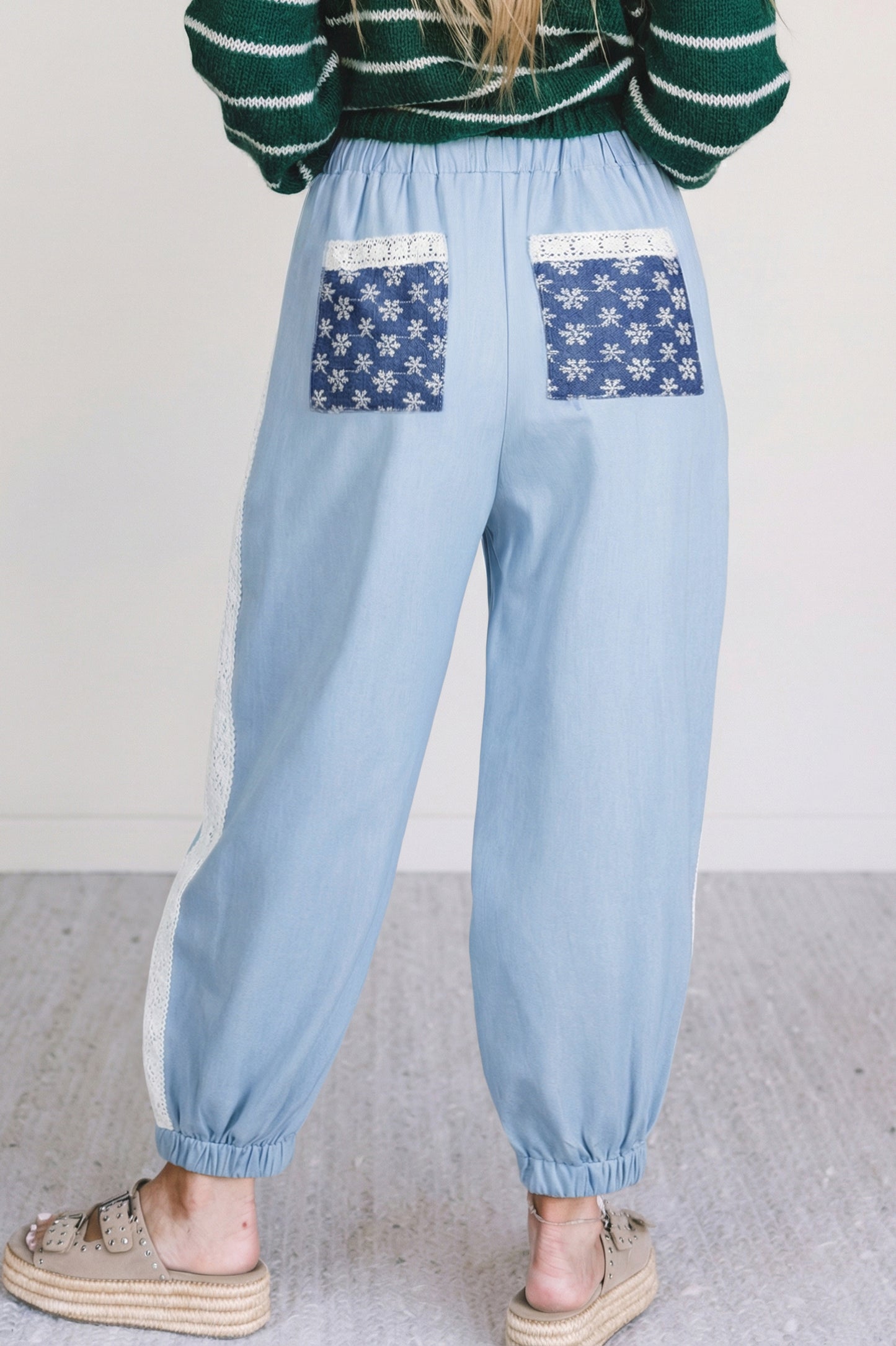 Beau Blue Lace Slouchy Pants