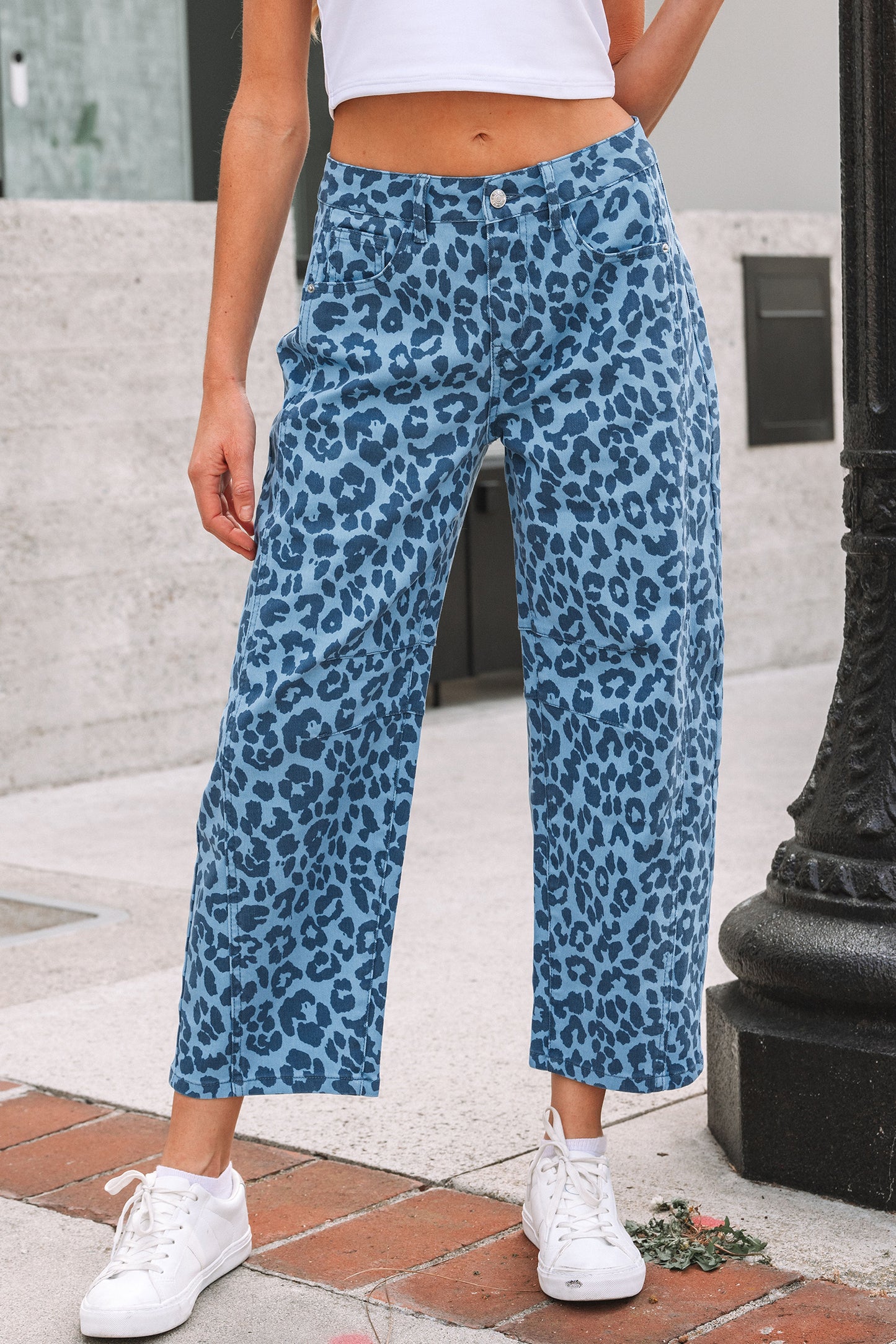 Sky Blue Leopard Jeans