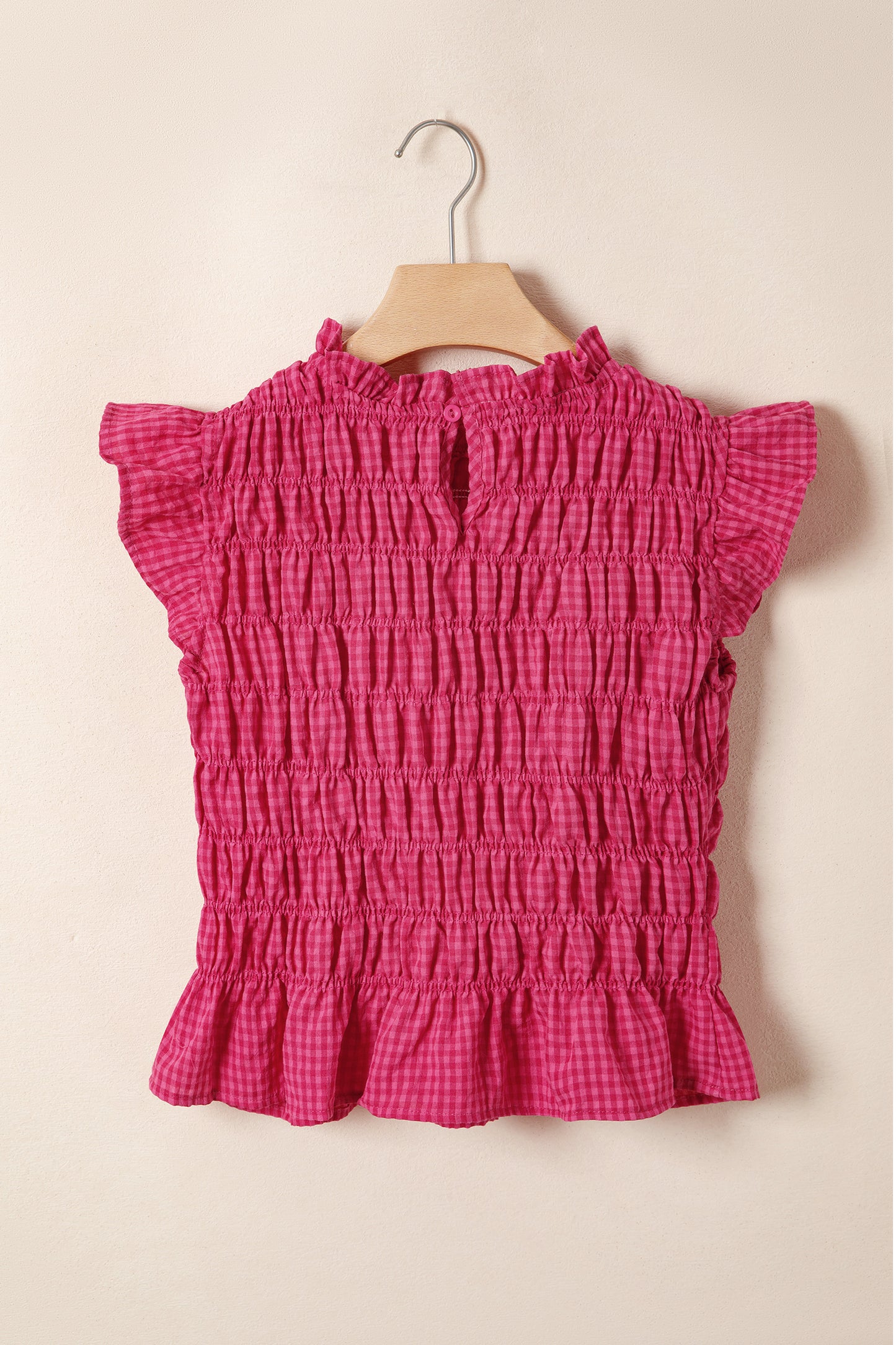 Red Plaid Ruffle Trim Tank Top