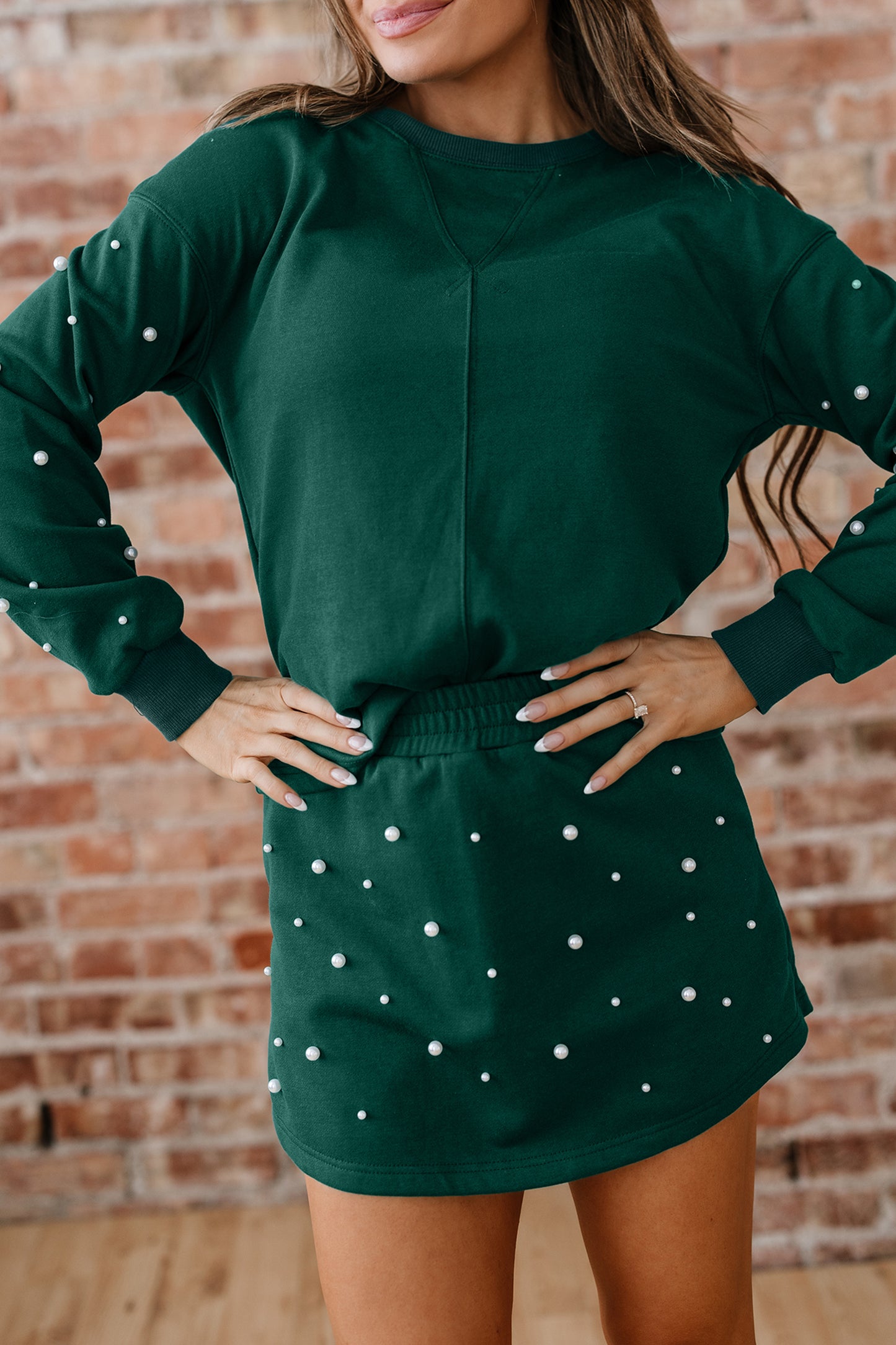 Pearly Green Mini Skirt Set