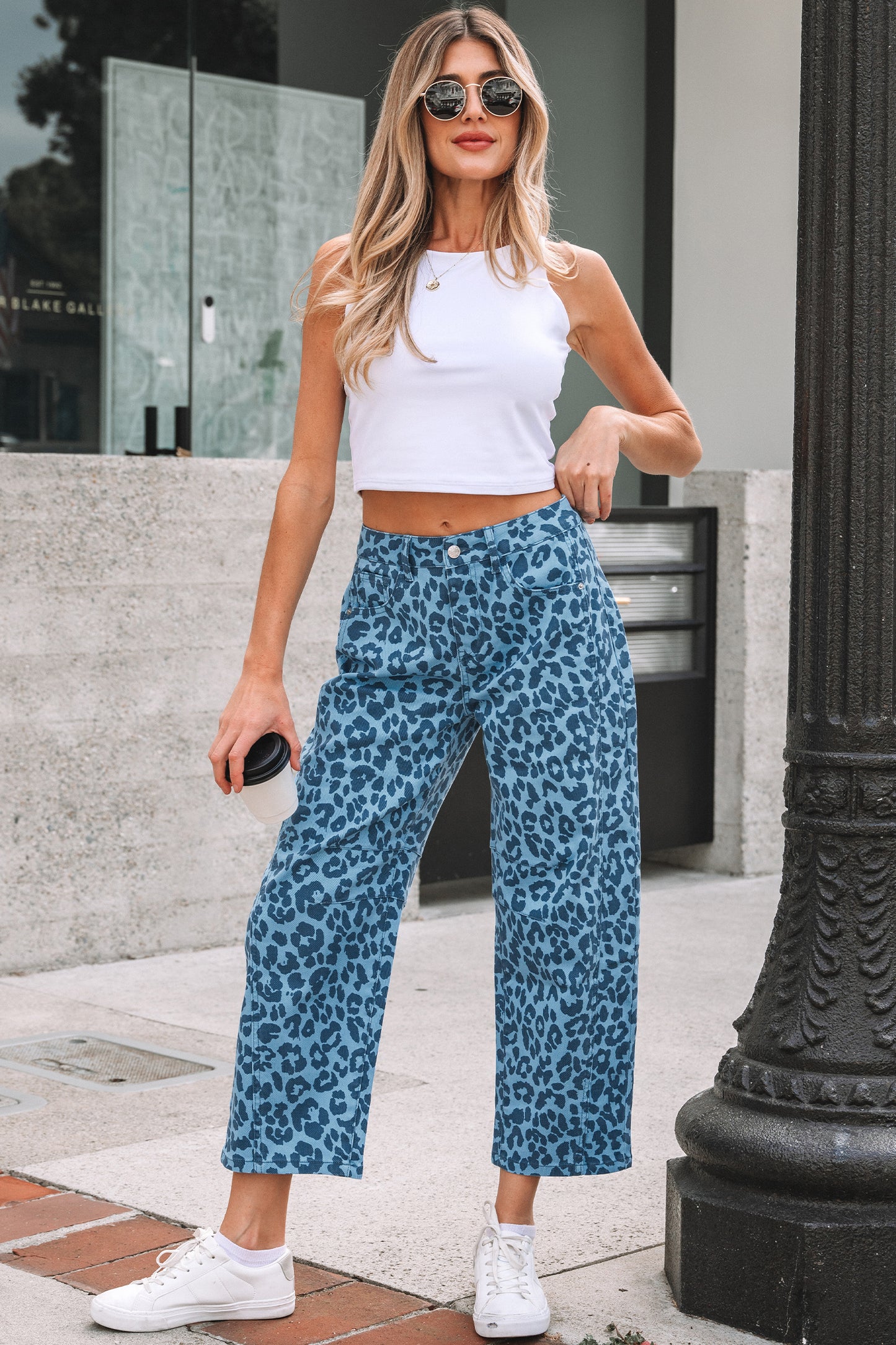 Sky Blue Leopard Jeans
