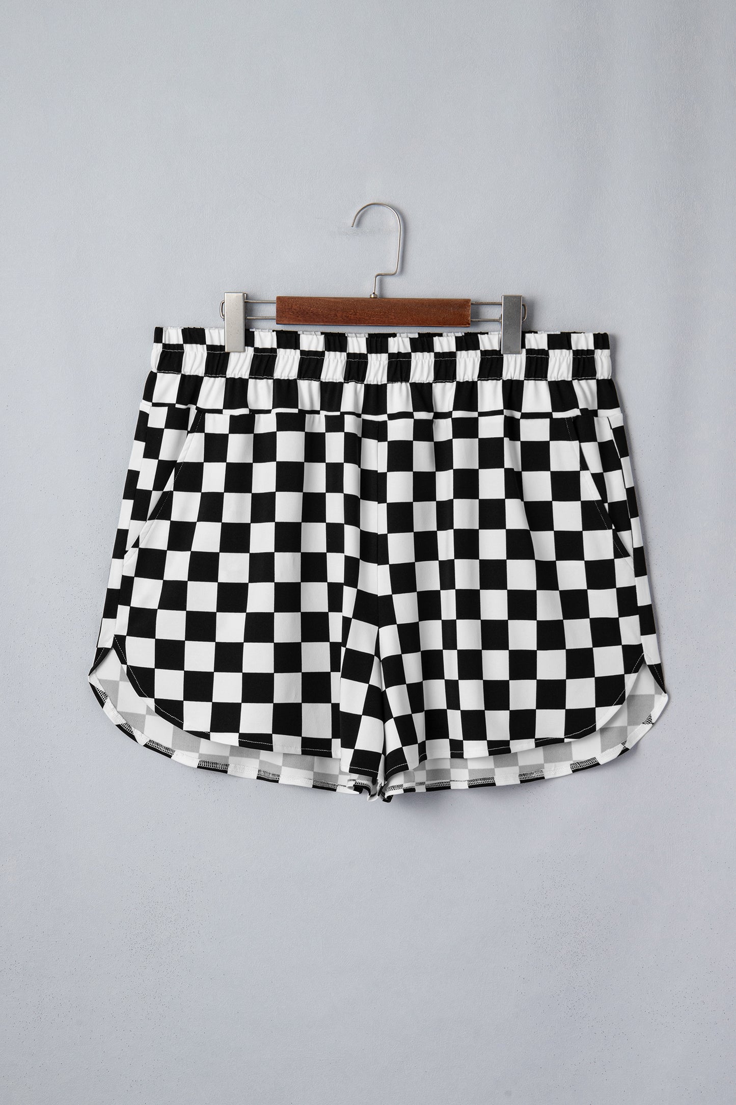 Black Plus Size Checkered Athleisure Shorts