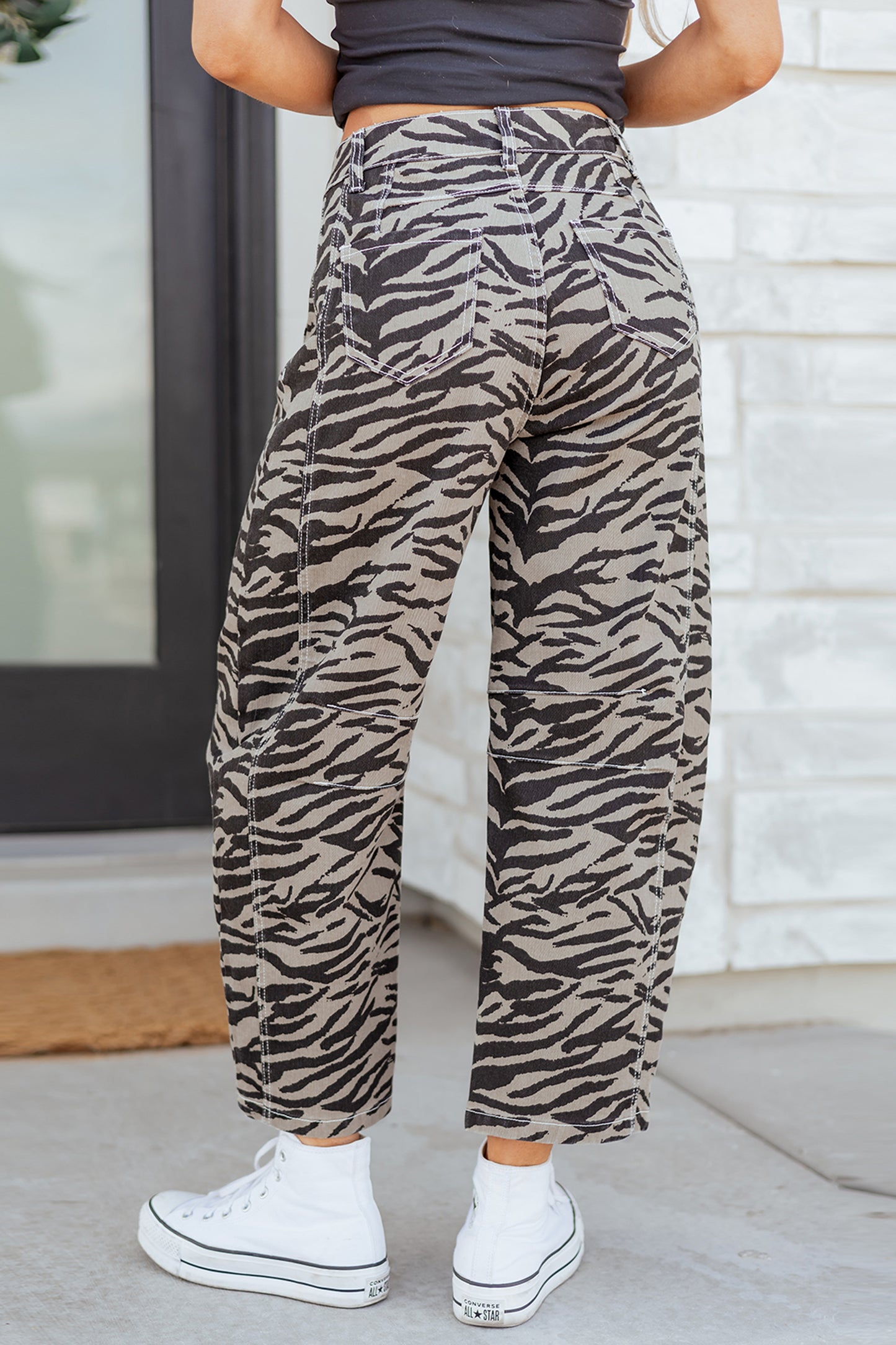 Gray Zebra Stripe Jeans