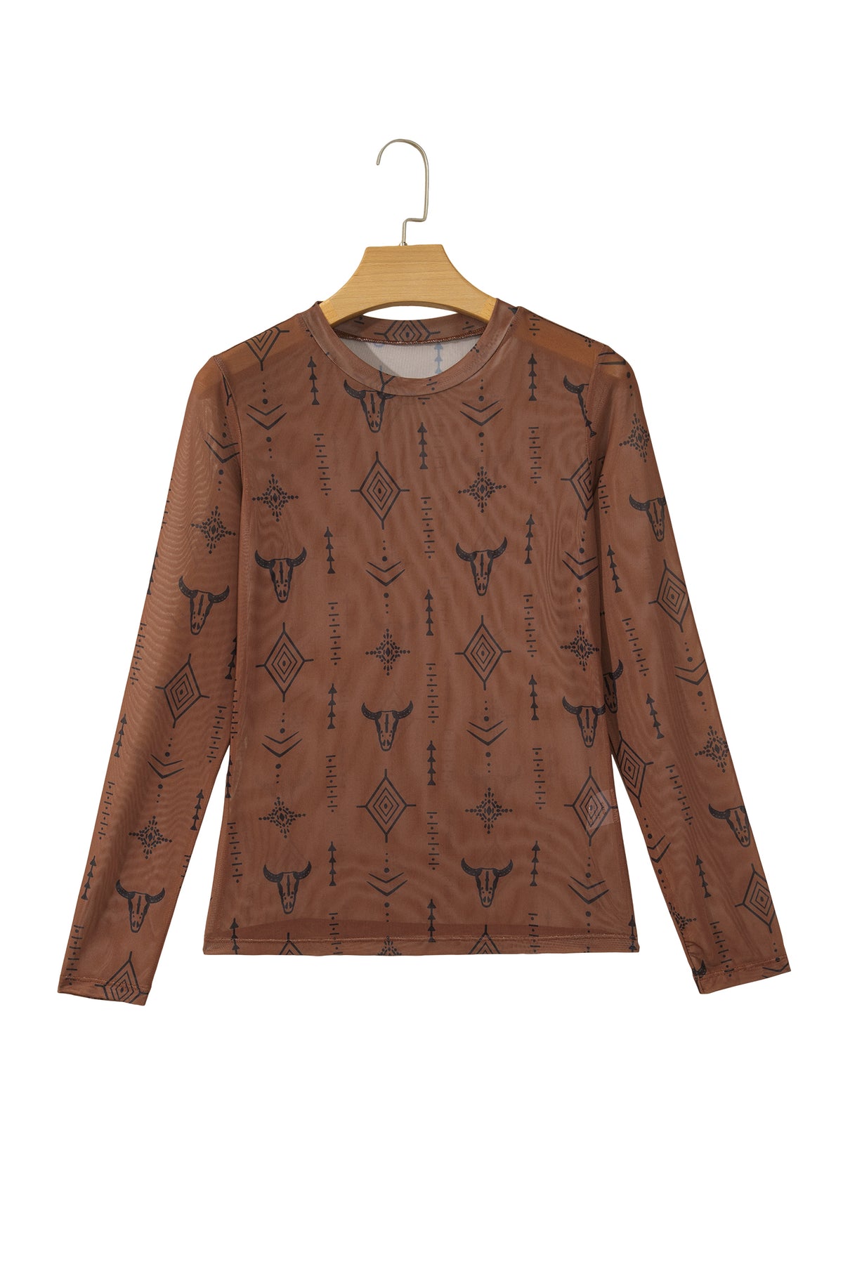 Chestnut Retro Western Print Sheath Top