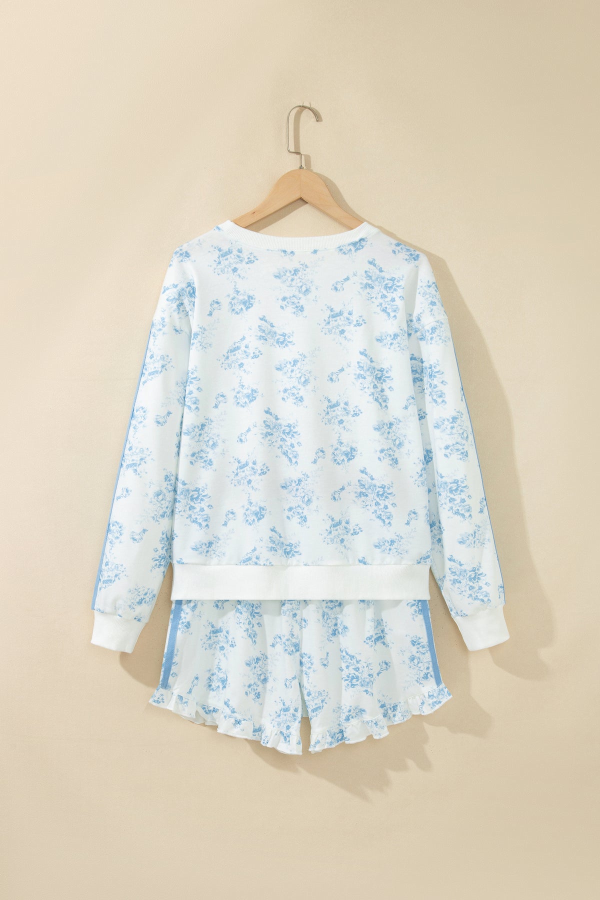 Blue Floral Print 2pcs Set