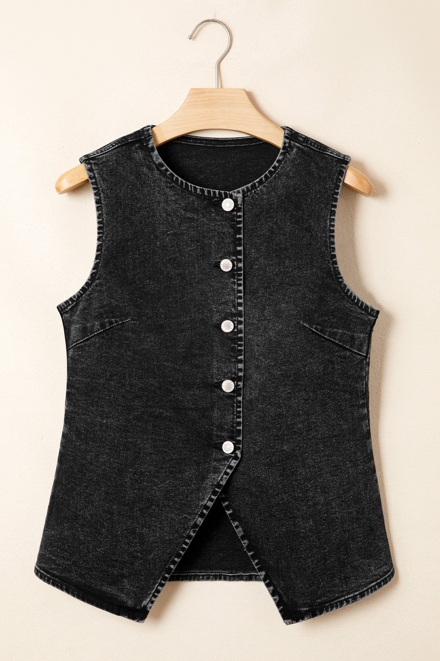 Black RIP Denim Vest