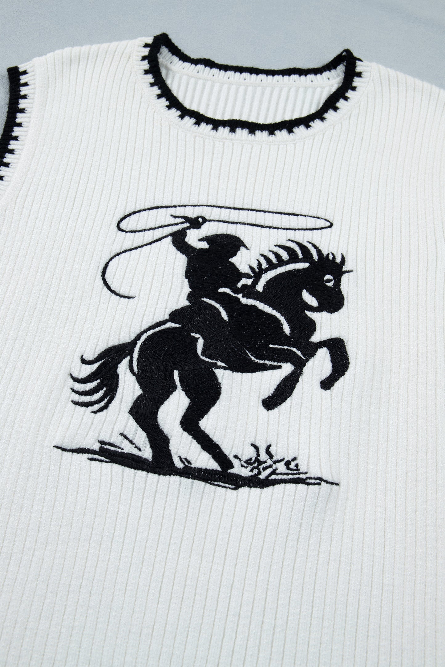 White Contrast Rodeo Sweater Vest