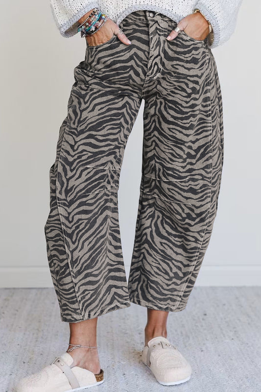 Gray Zebra Stripe Jeans