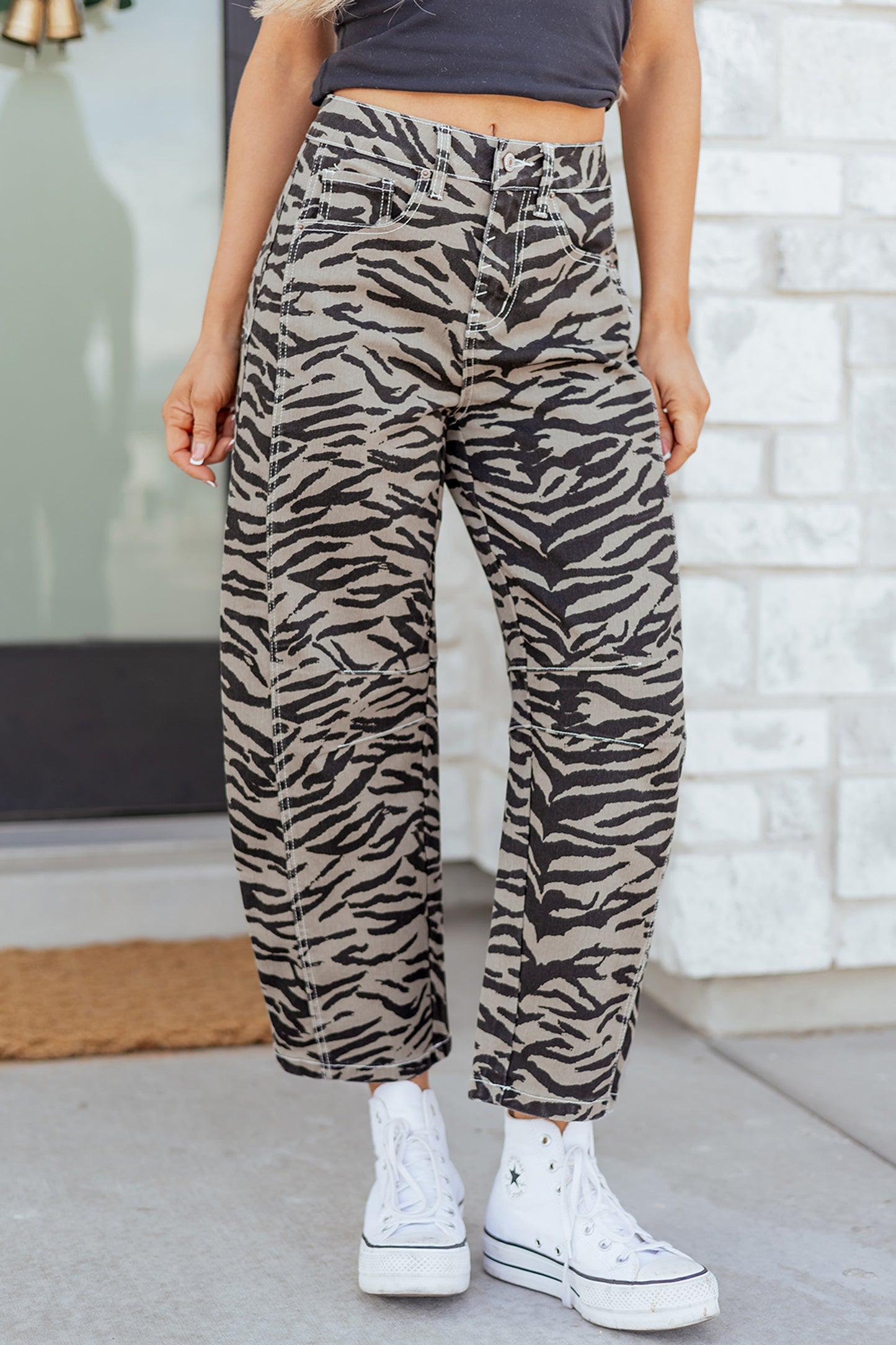 Gray Zebra Stripe Jeans