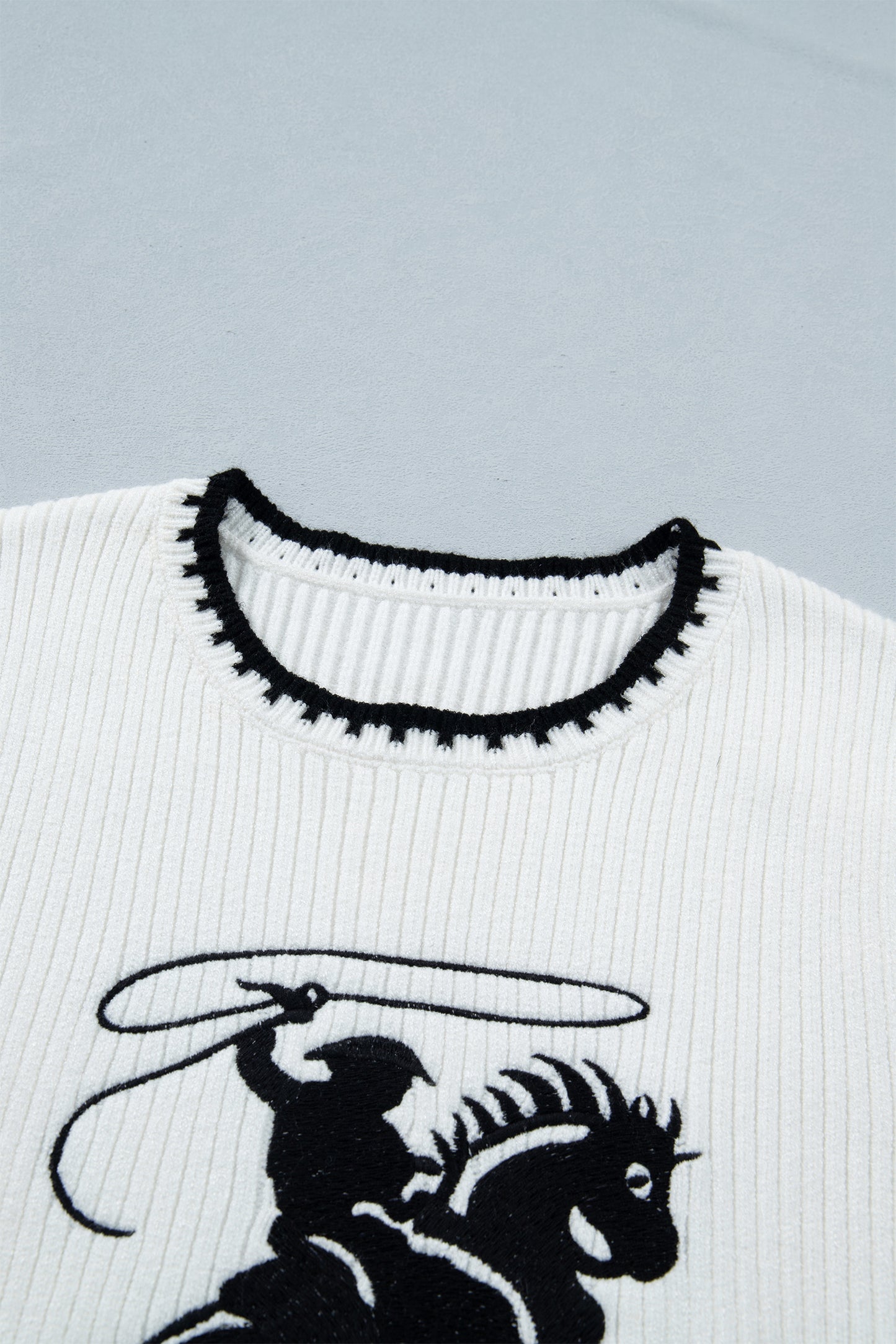 White Contrast Rodeo Sweater Vest
