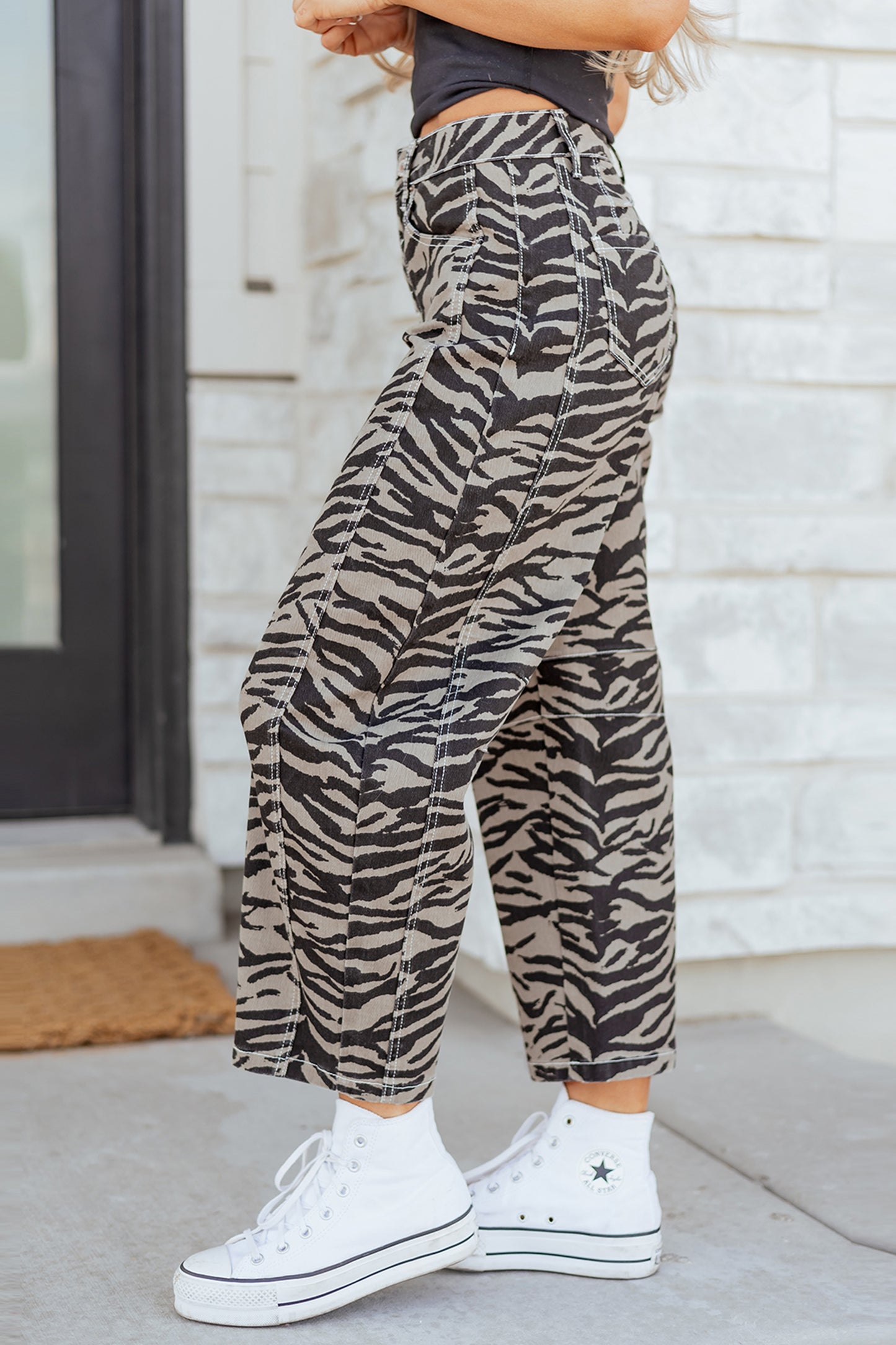 Gray Zebra Stripe Jeans