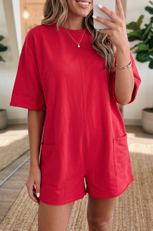 Fiery Red Loose Romper