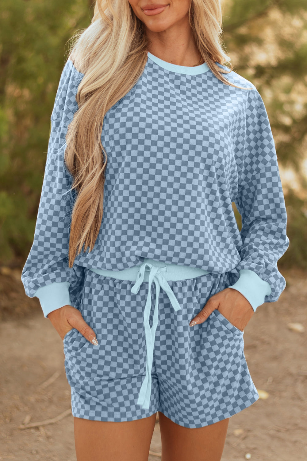 Sky Blue Checkerboard Set
