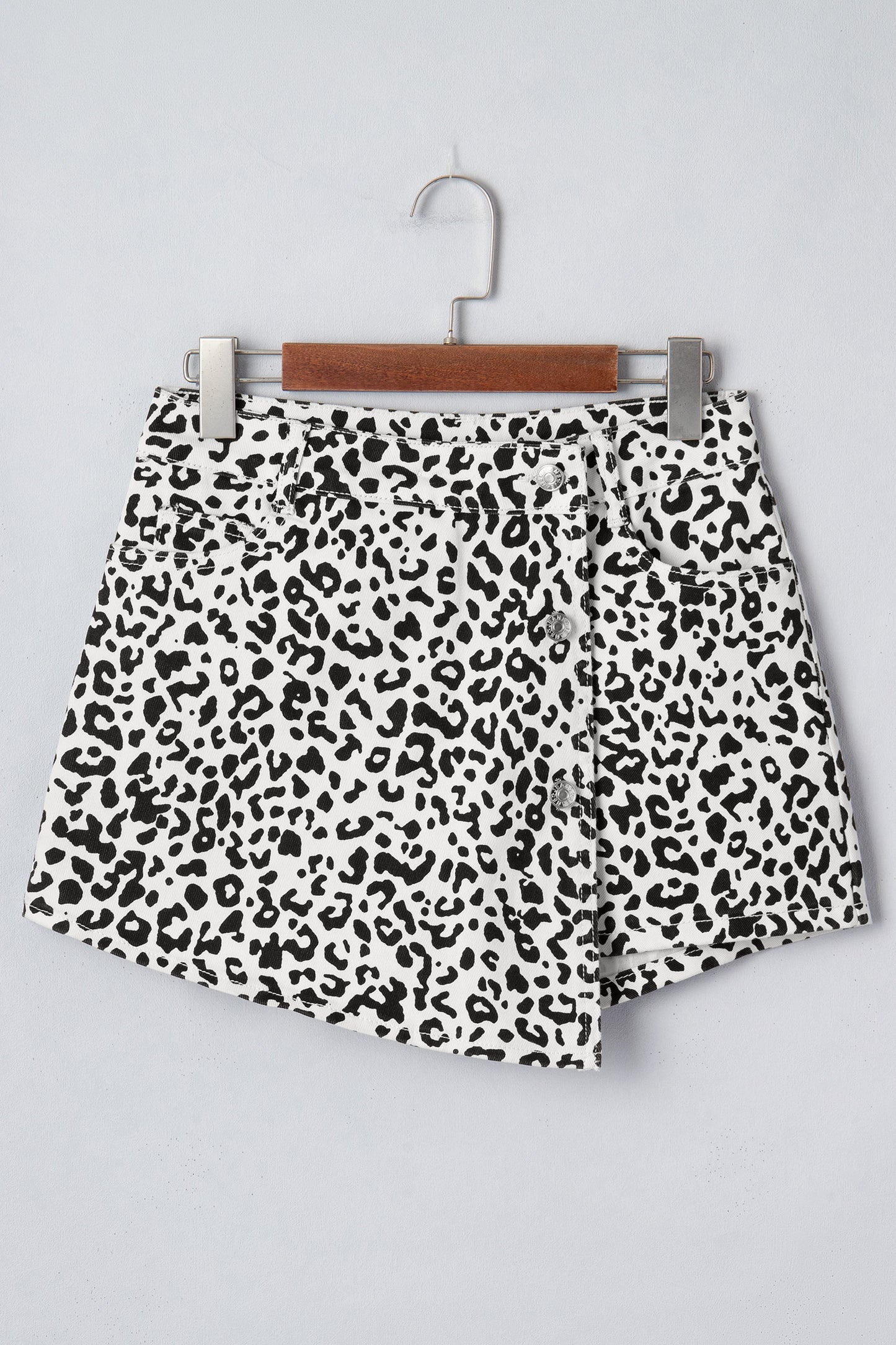 Leopard Overlap Denim Shorts