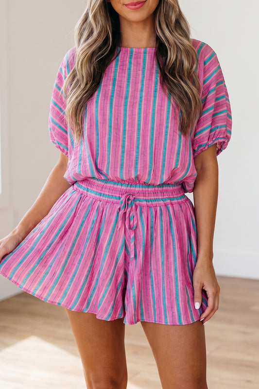 Pink Stripe Dolman Short Set