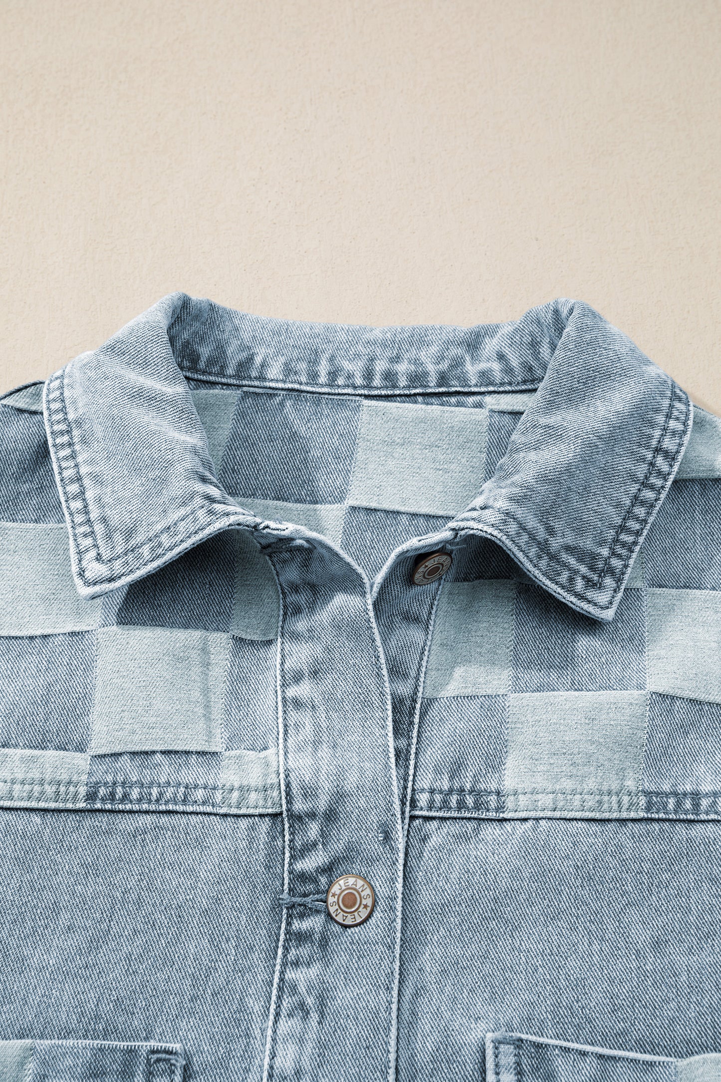 Baby Blue Patchwork Casual Jacket