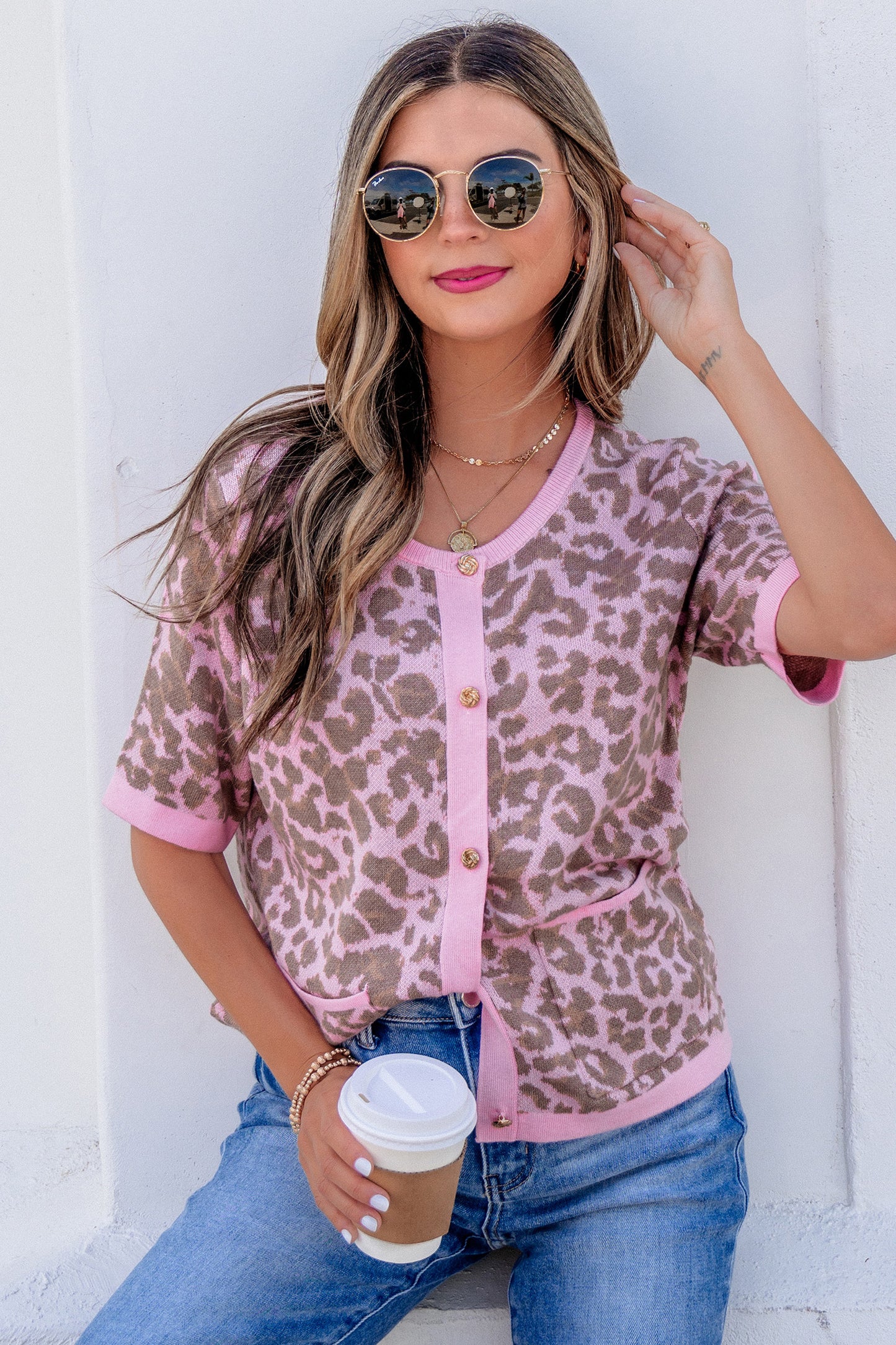 Pink Leopard Cardigan