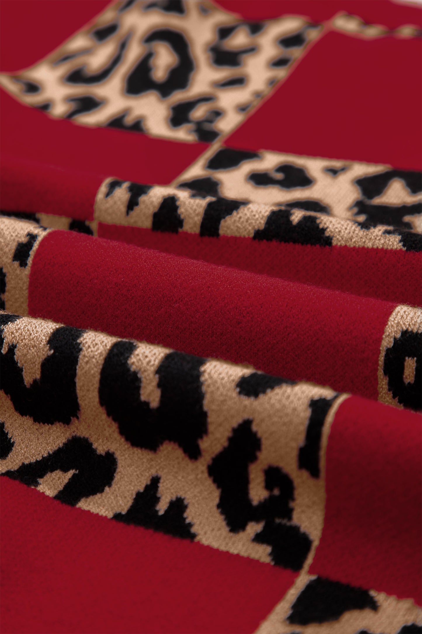 Red Plus Leopard Short Sleeve Sweater