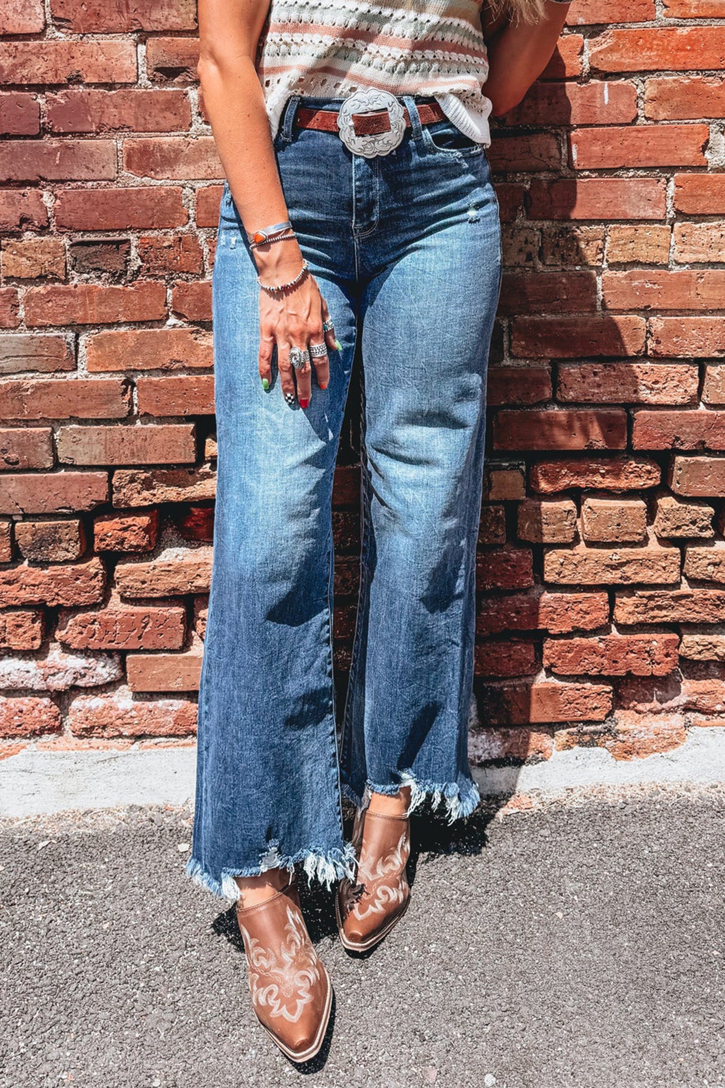 Ashleigh Blue High Waist Frayed Hem Flare Jeans