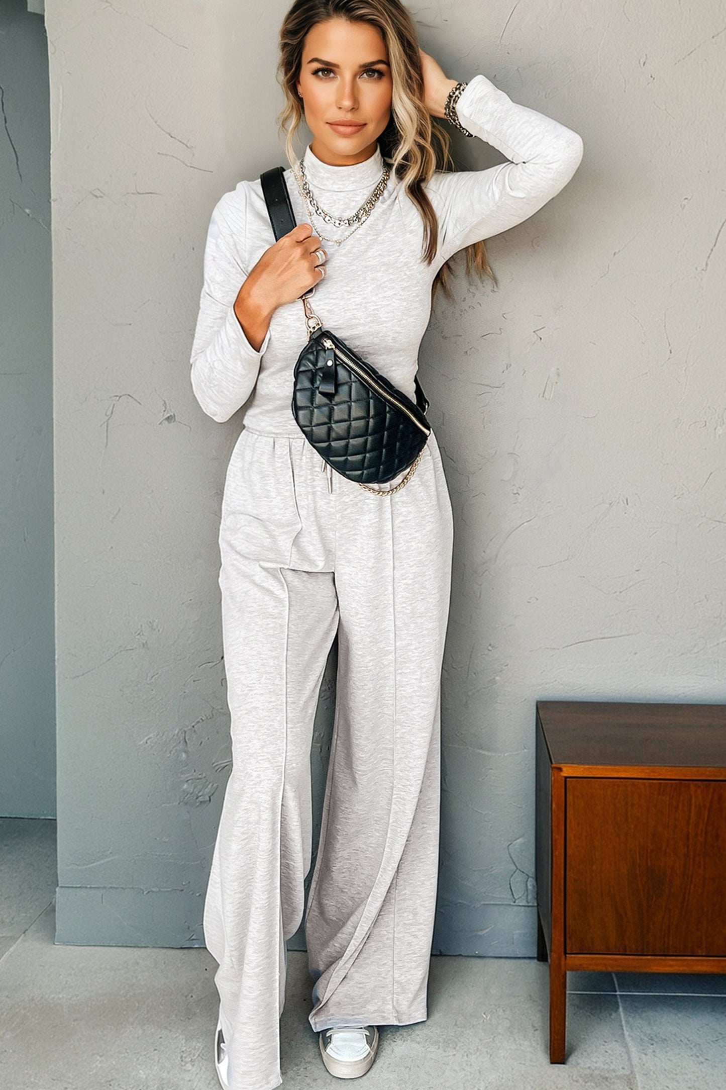 Light Grey Pants Set