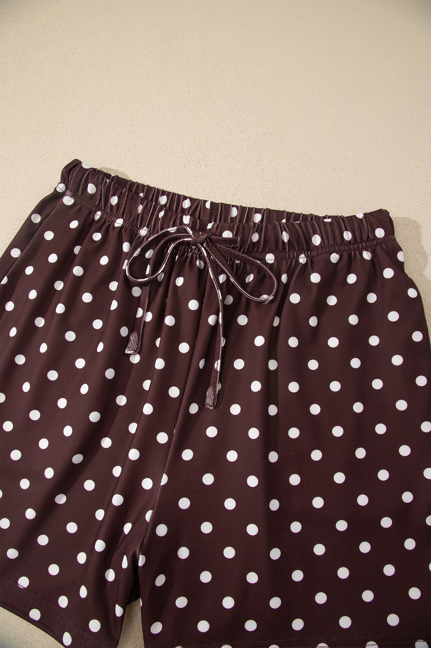 Brown Polka Dot Halter Short Set