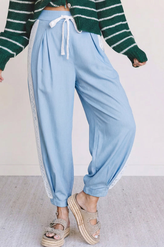 Beau Blue Lace Slouchy Pants