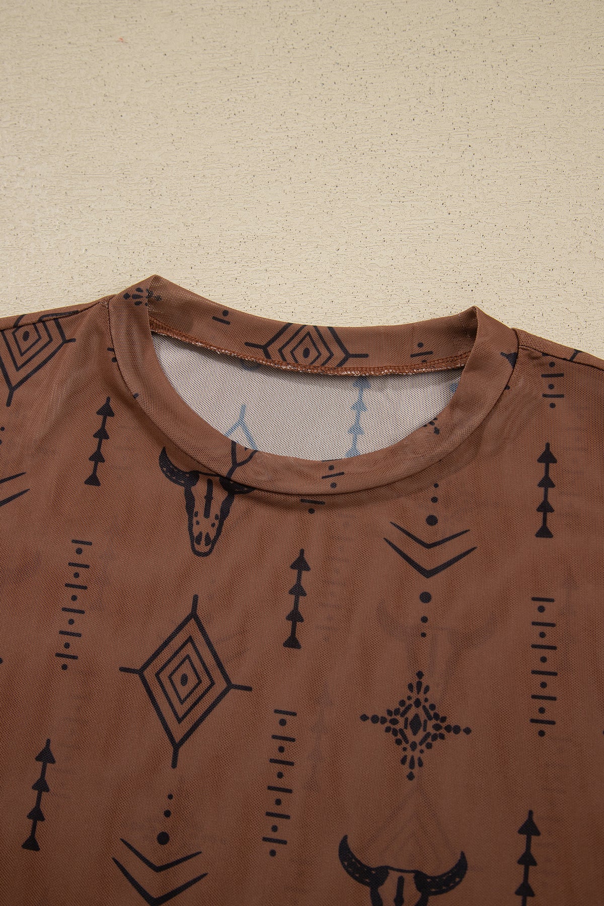 Chestnut Retro Western Print Sheath Top