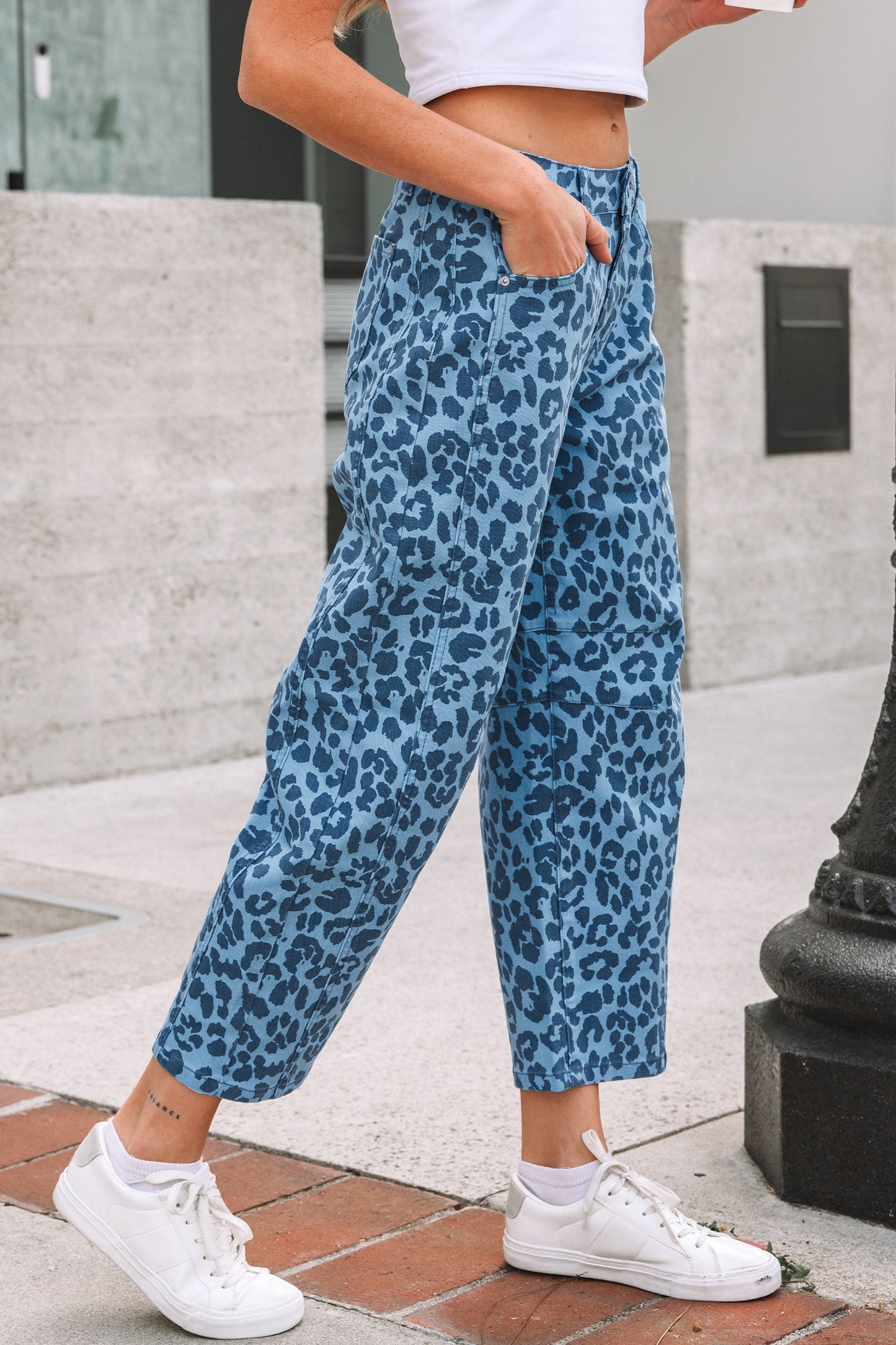 Sky Blue Leopard Jeans