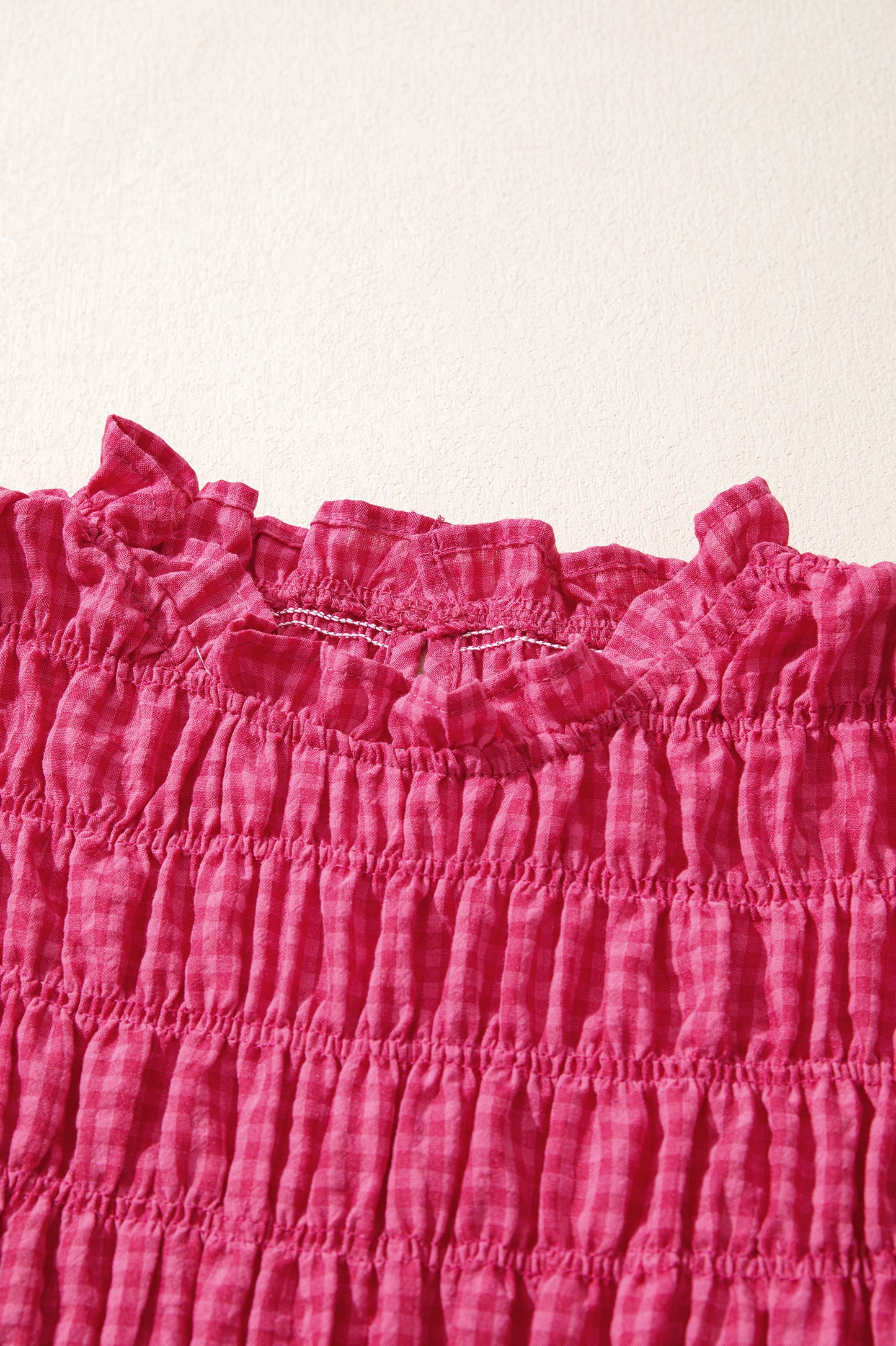 Red Plaid Ruffle Trim Tank Top