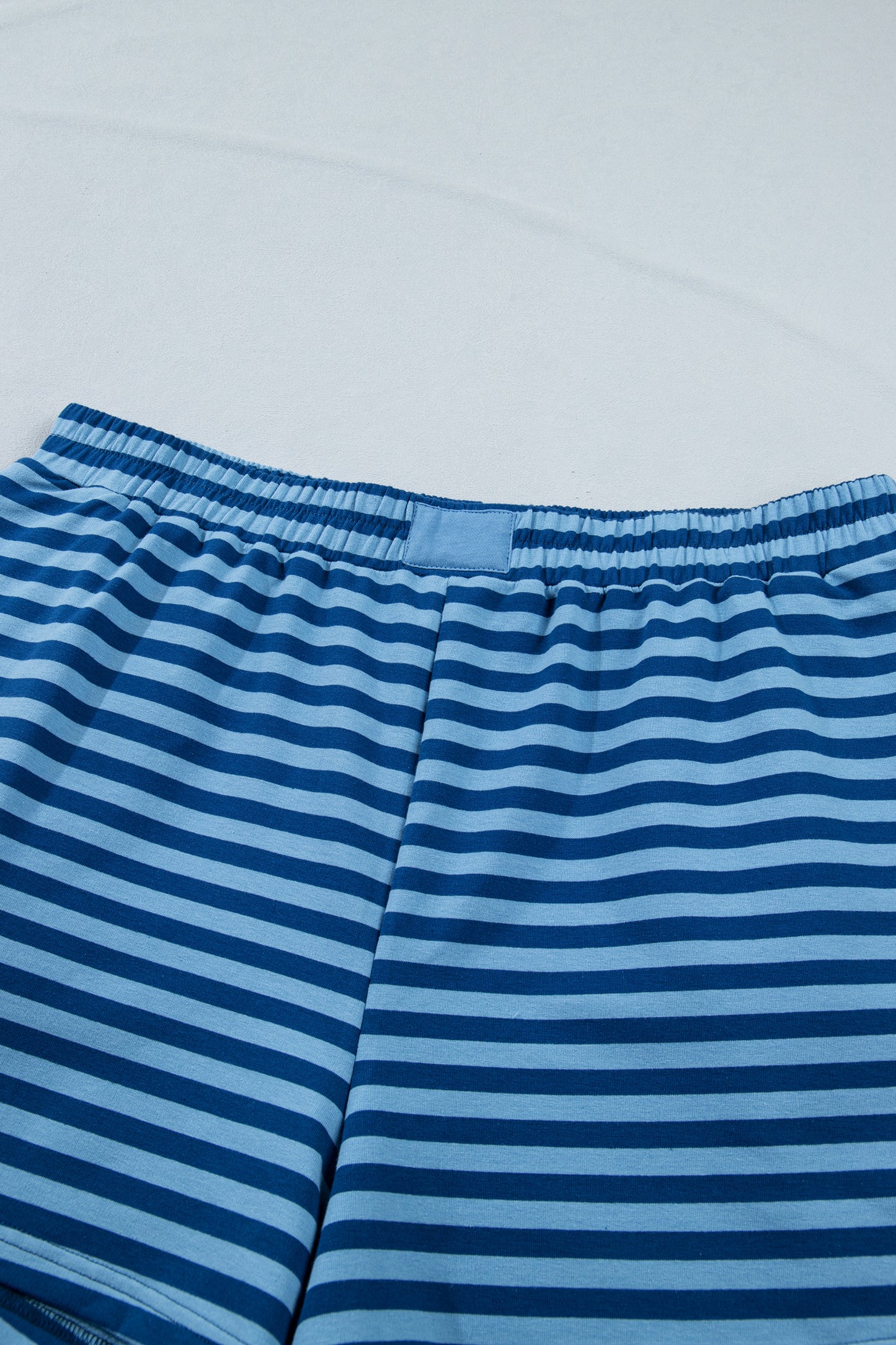 Blue Stripe Plus Size Shorts Set