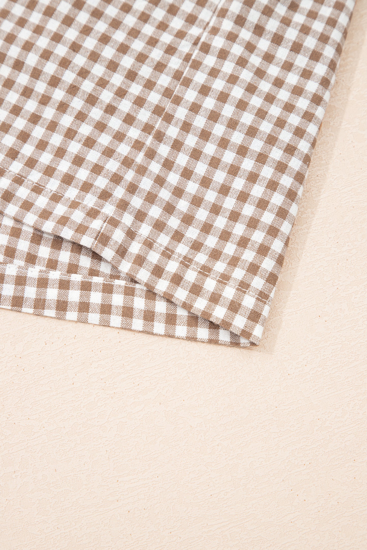 Khaki Contrast Trim Plaid Print Plus Size Shorts
