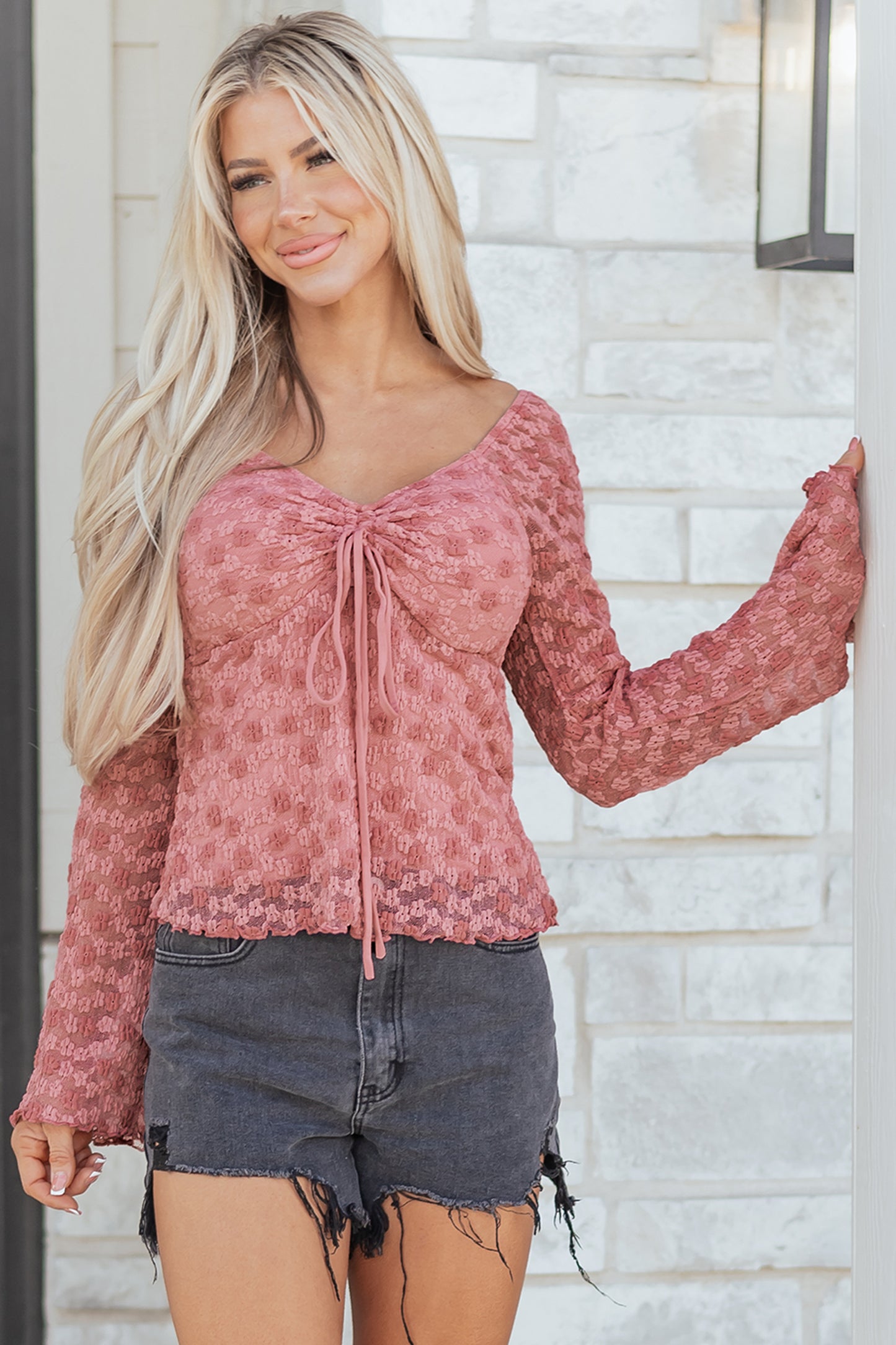 Peach Blossom Lace Blouse