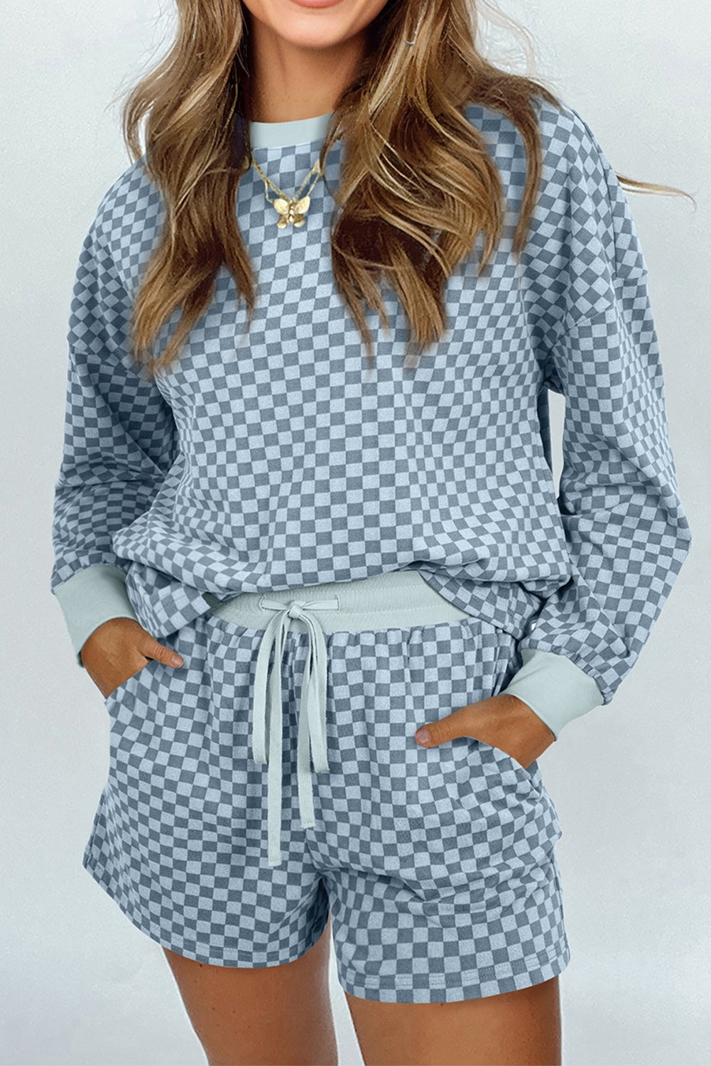 Sky Blue Checkerboard Set