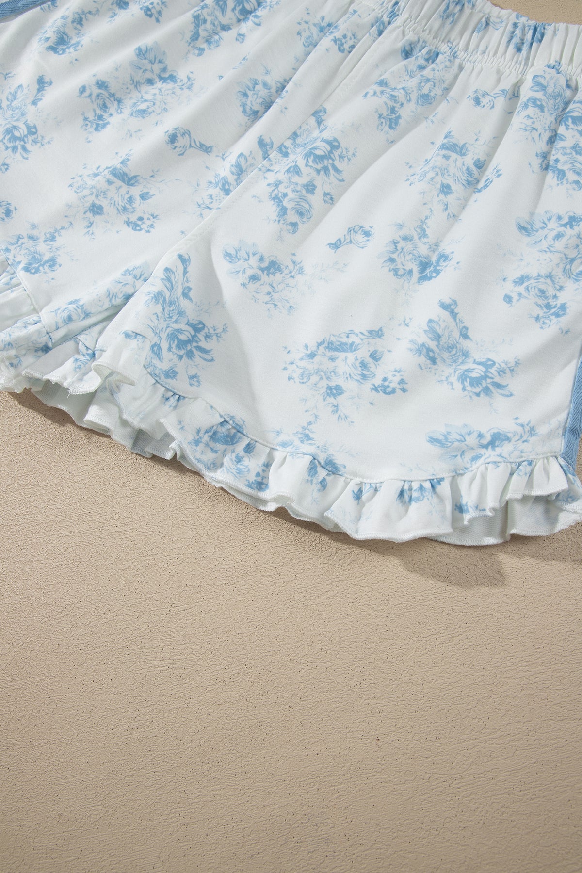 Blue Floral Print 2pcs Set