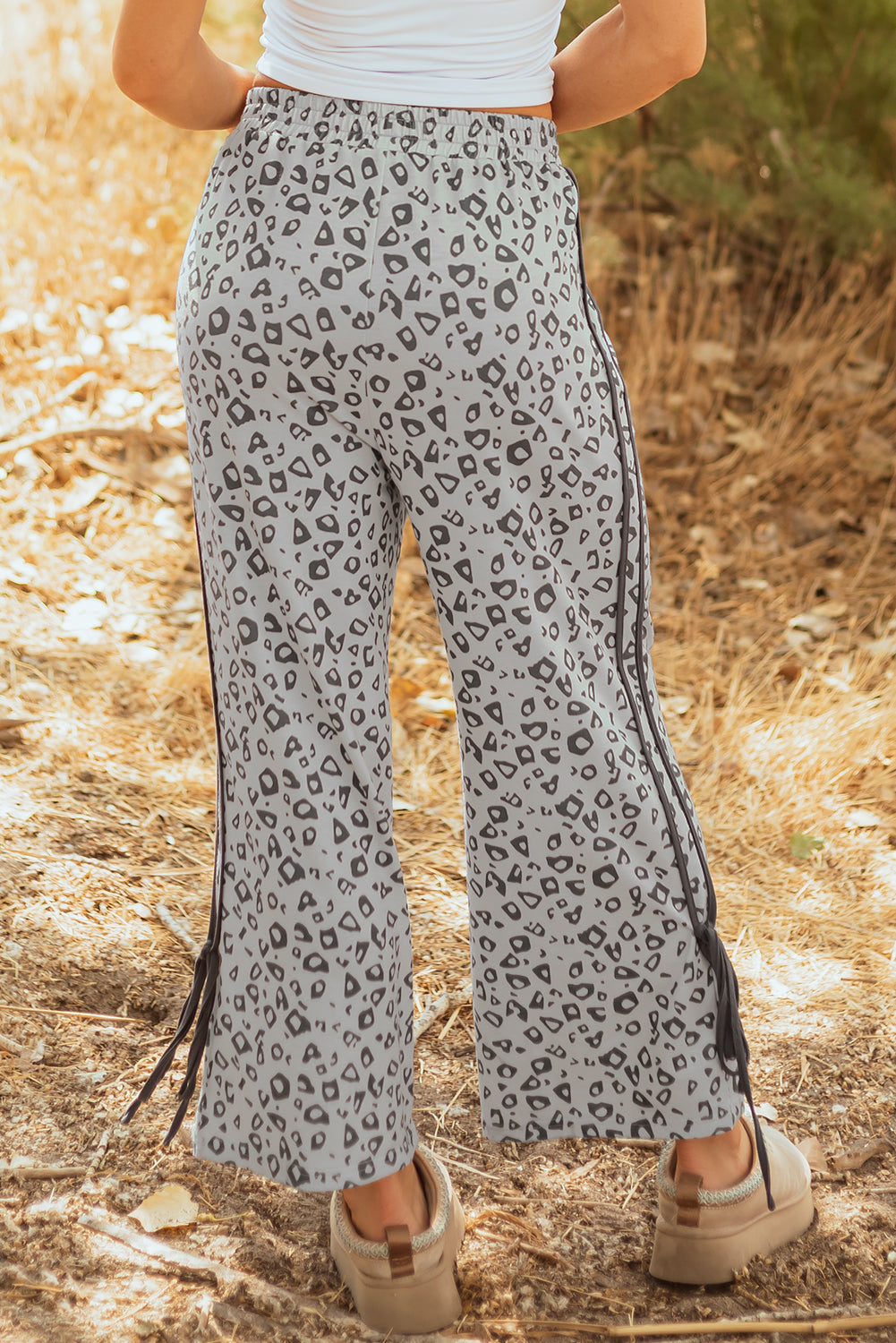 Gray Leopard joggers