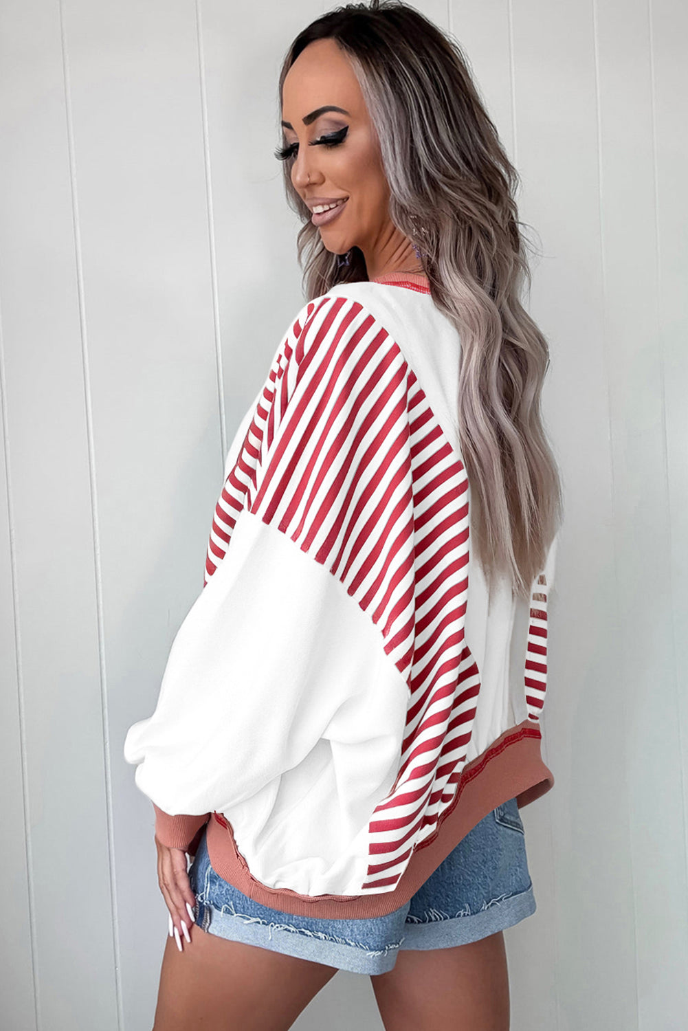 Red Stripe Plus Sweatshirt