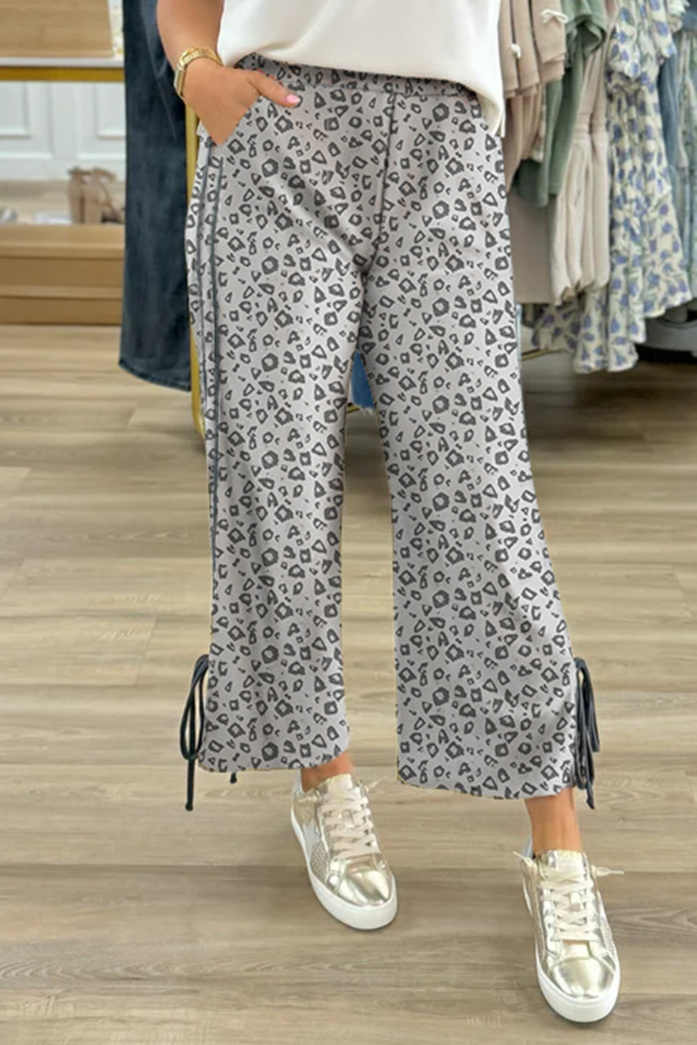 Gray Leopard joggers