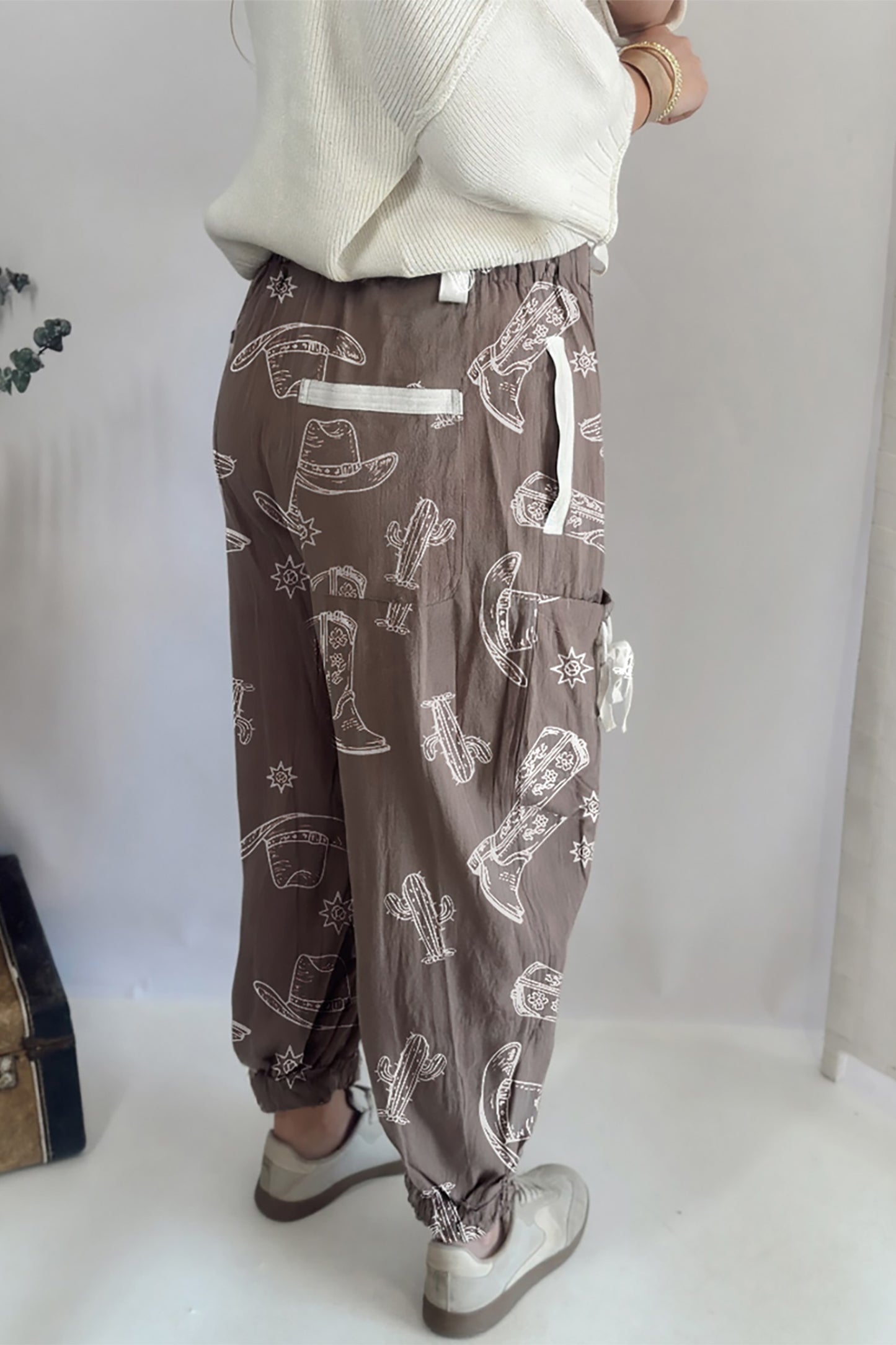 Khaki Wildwest Drawstring Jogger Pants