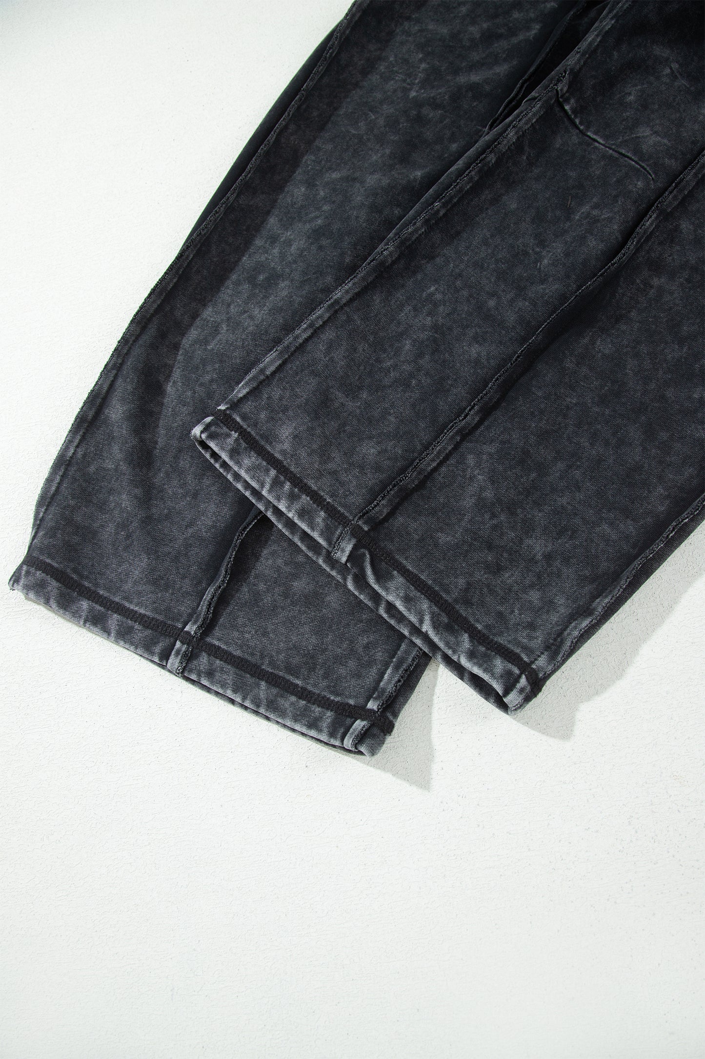 Black Mineral Wash  Barrel Pants