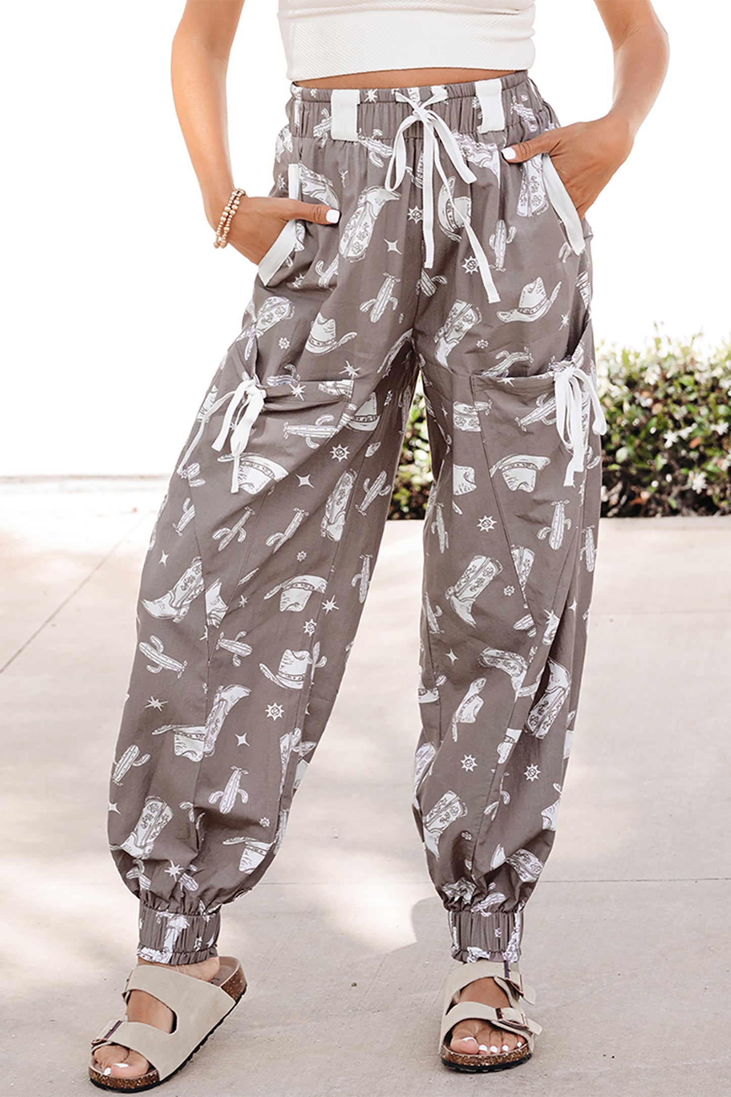 Khaki Wildwest Drawstring Jogger Pants