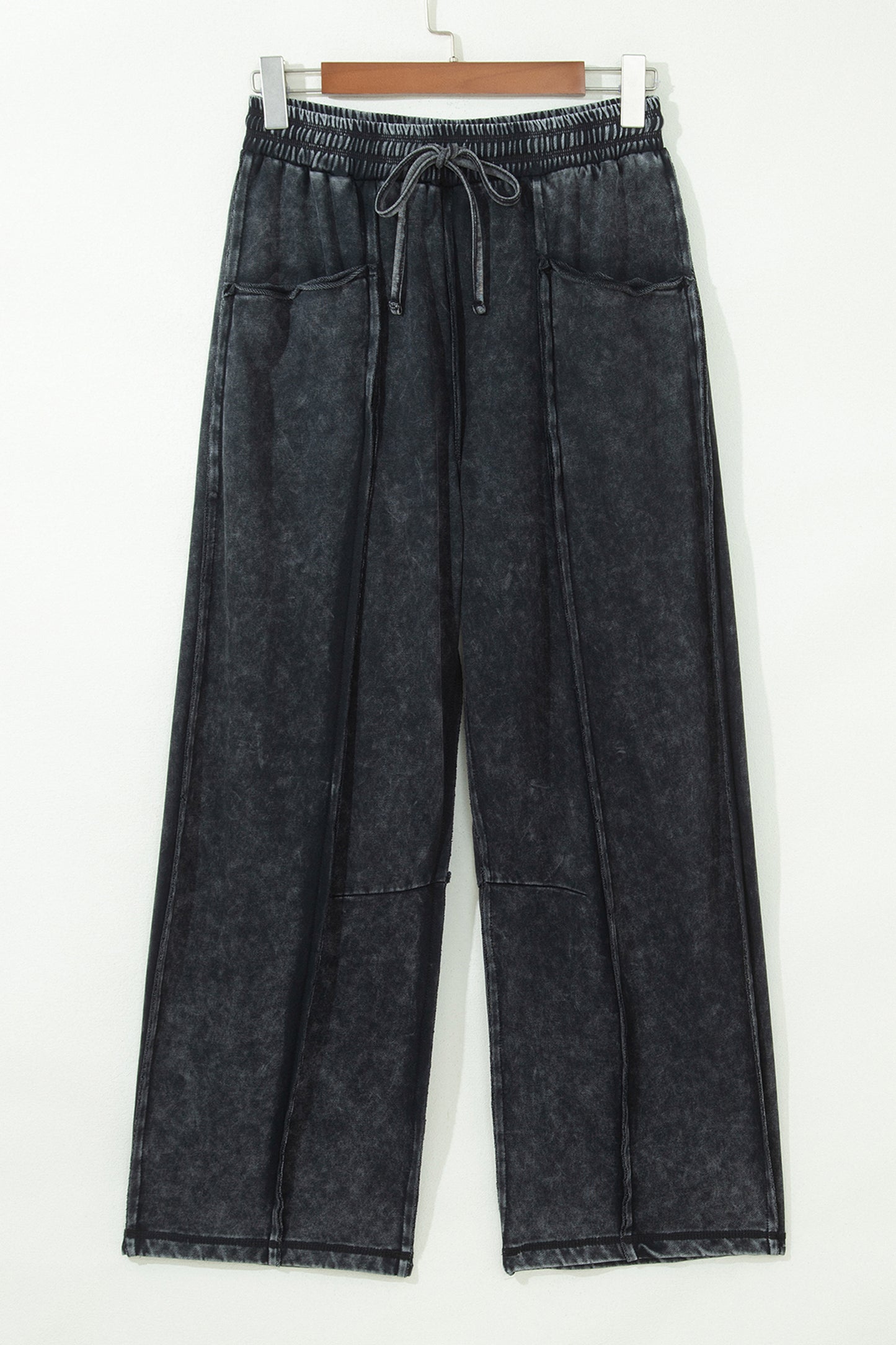 Black Mineral Wash  Barrel Pants