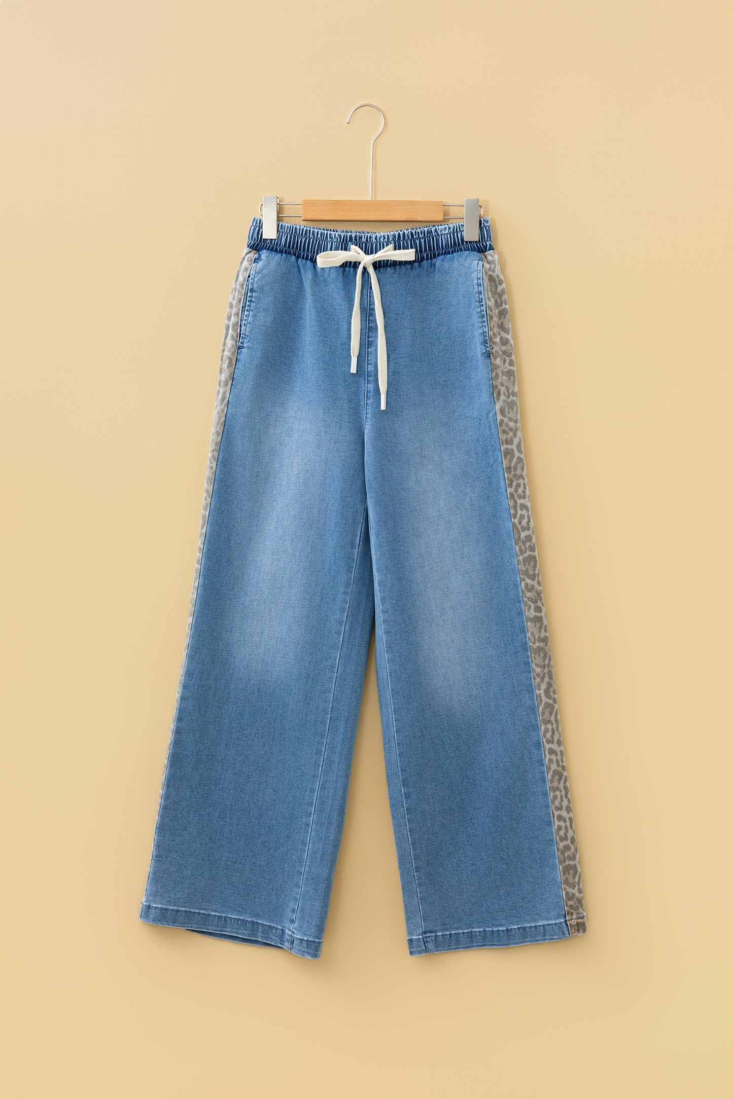 Beau Leopard Striped-Wide Leg Jeans