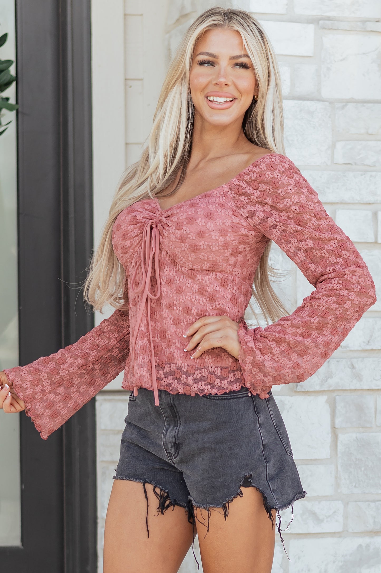 Peach Blossom Lace Blouse