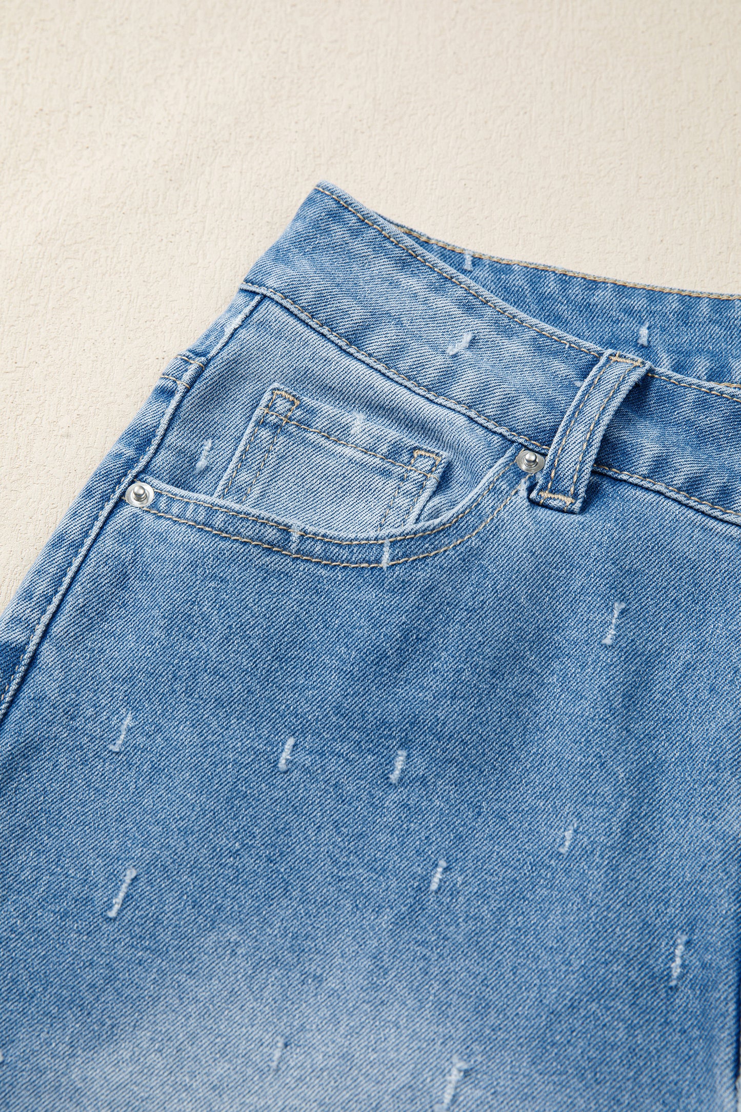 Distressed Raw Hem Jeans