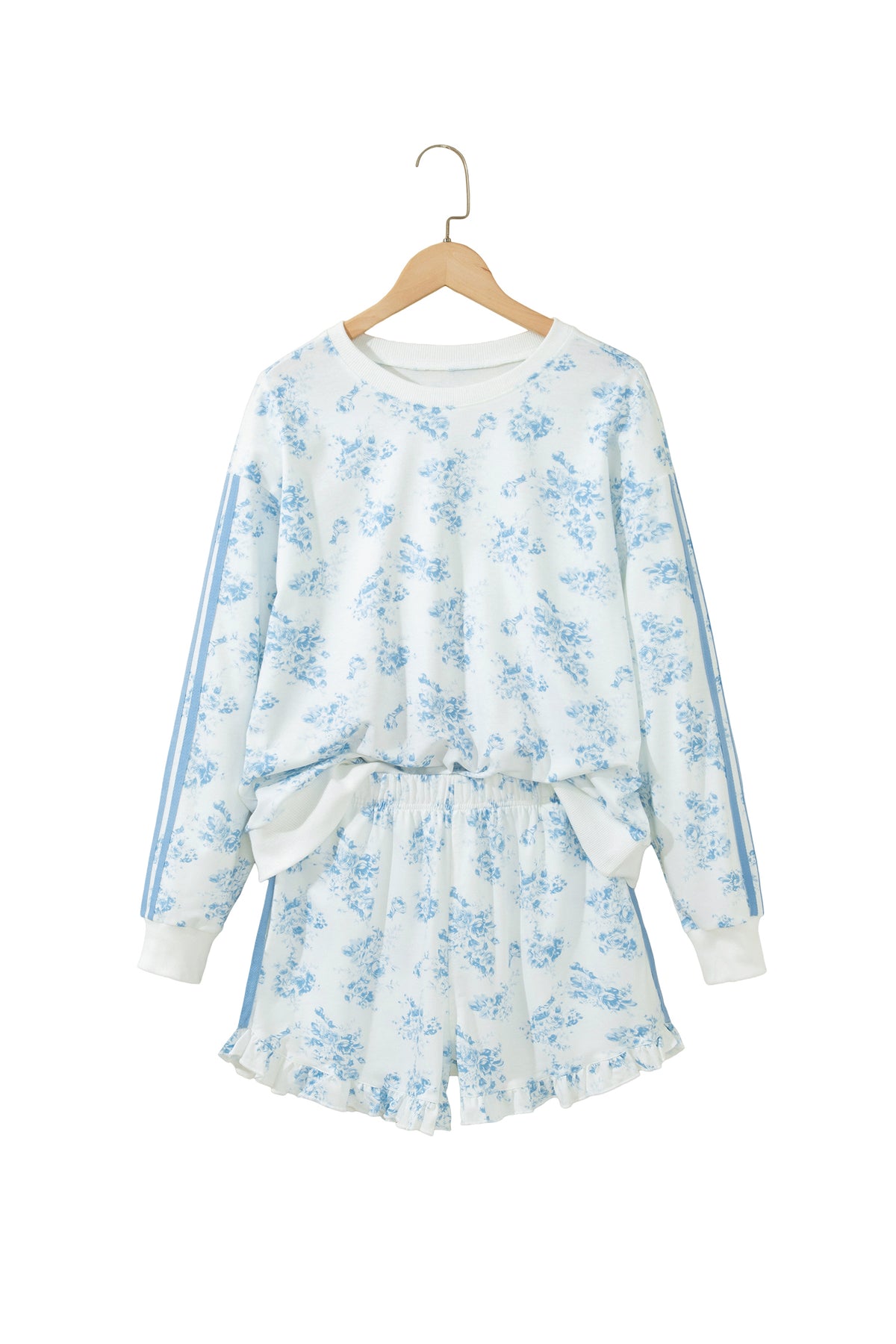 Blue Floral Print 2pcs Set