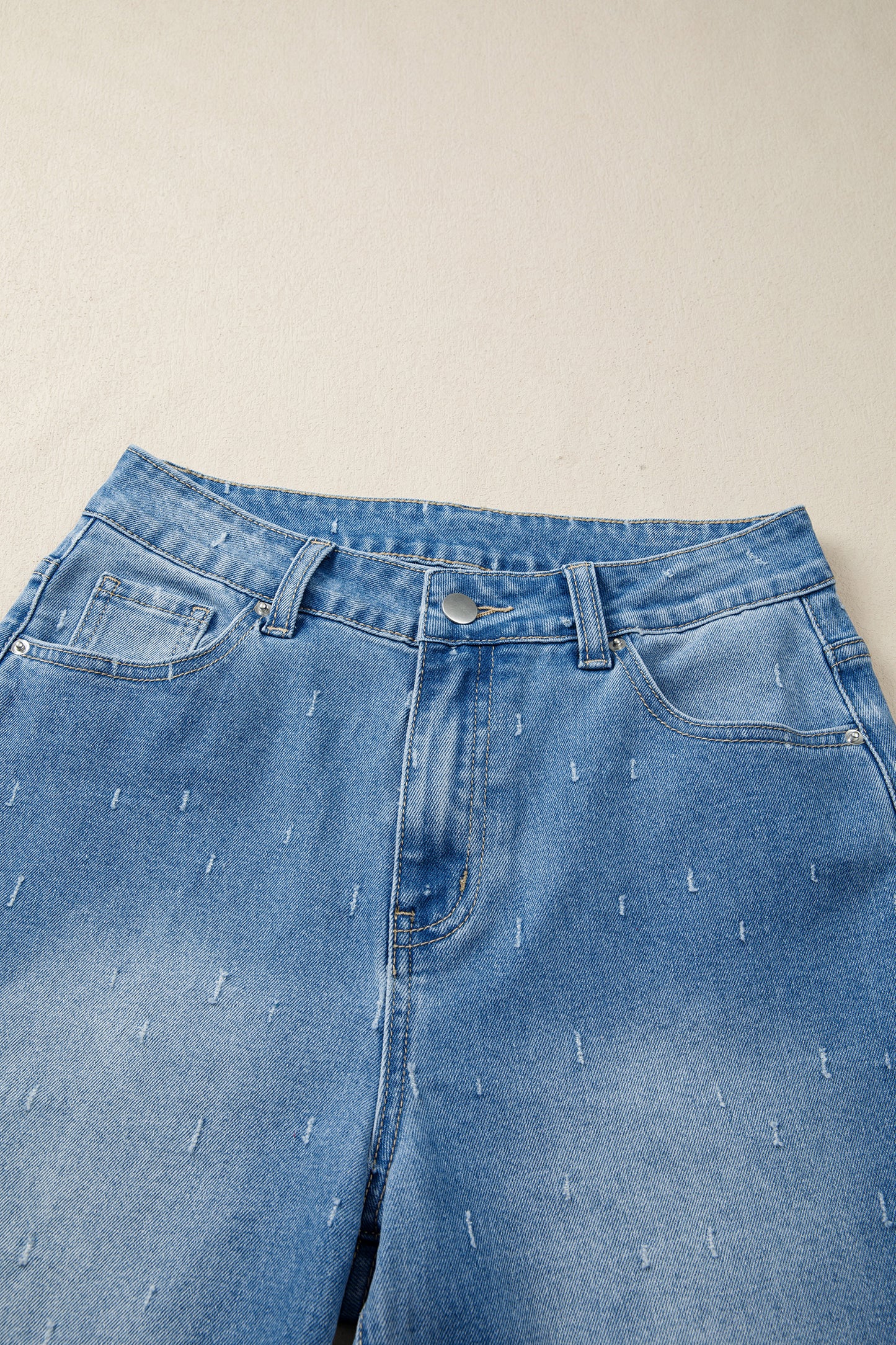 Distressed Raw Hem Jeans