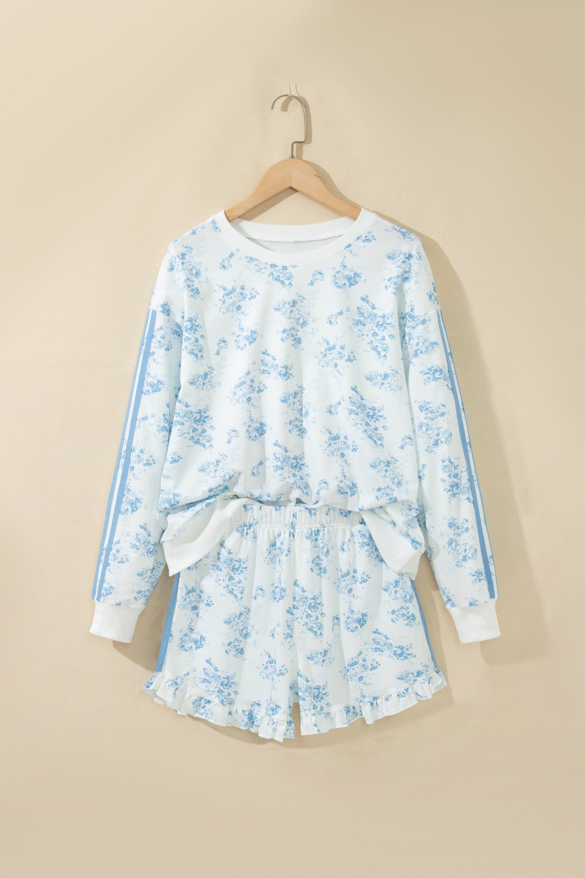 Blue Floral Print 2pcs Set